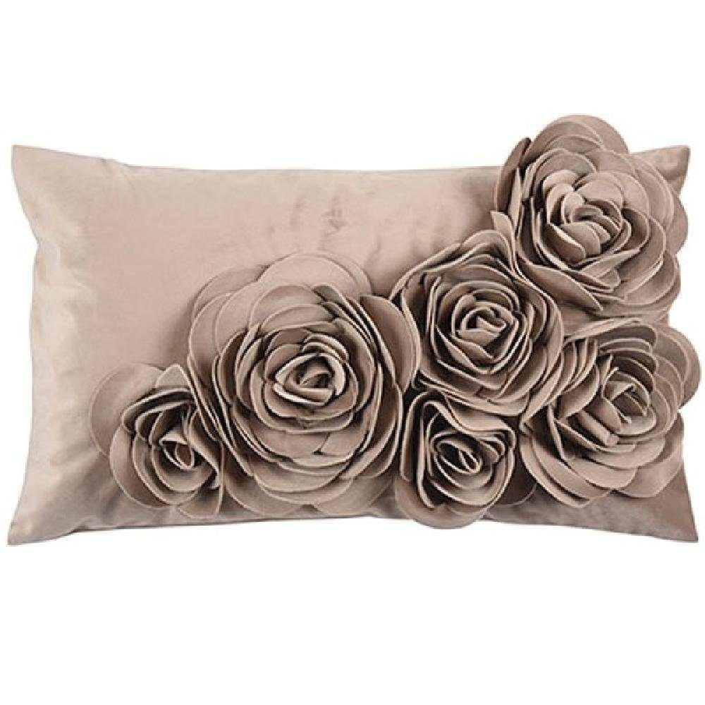 PAD Kissenhülle Kissenhülle Samt Floral Taupe (30x50cm)
