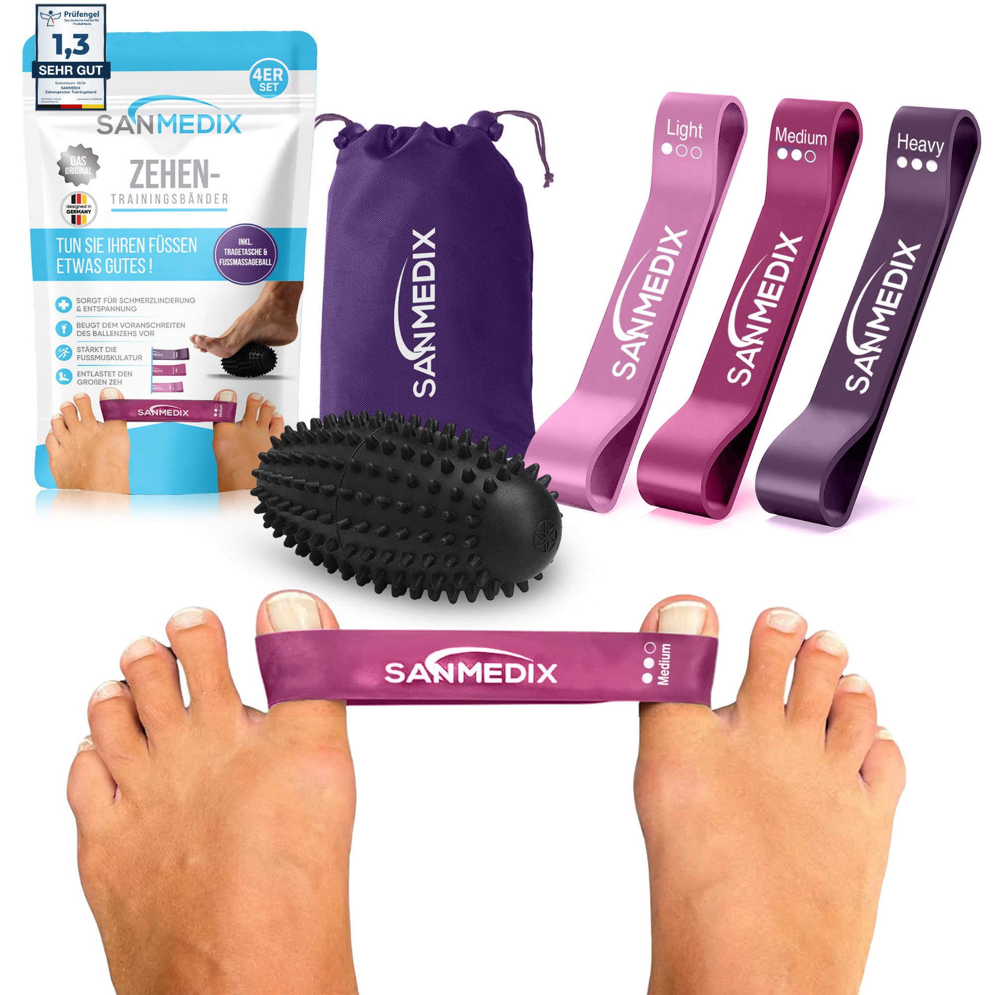 Sanmedix Zehenspreizer Hallux Valgus Korrektur Trainingsband für den Zeh, für Damen & Herren zur Schmerzlinderung von Ballenzehen