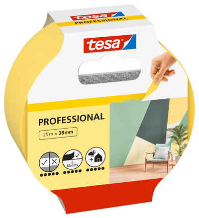 tesa Kreppband PROFESSIONAL Malerband (Packung, 1-St) Abklebeband / Malerband für sauberes Abkleben bei Malerarbeiten - gelb