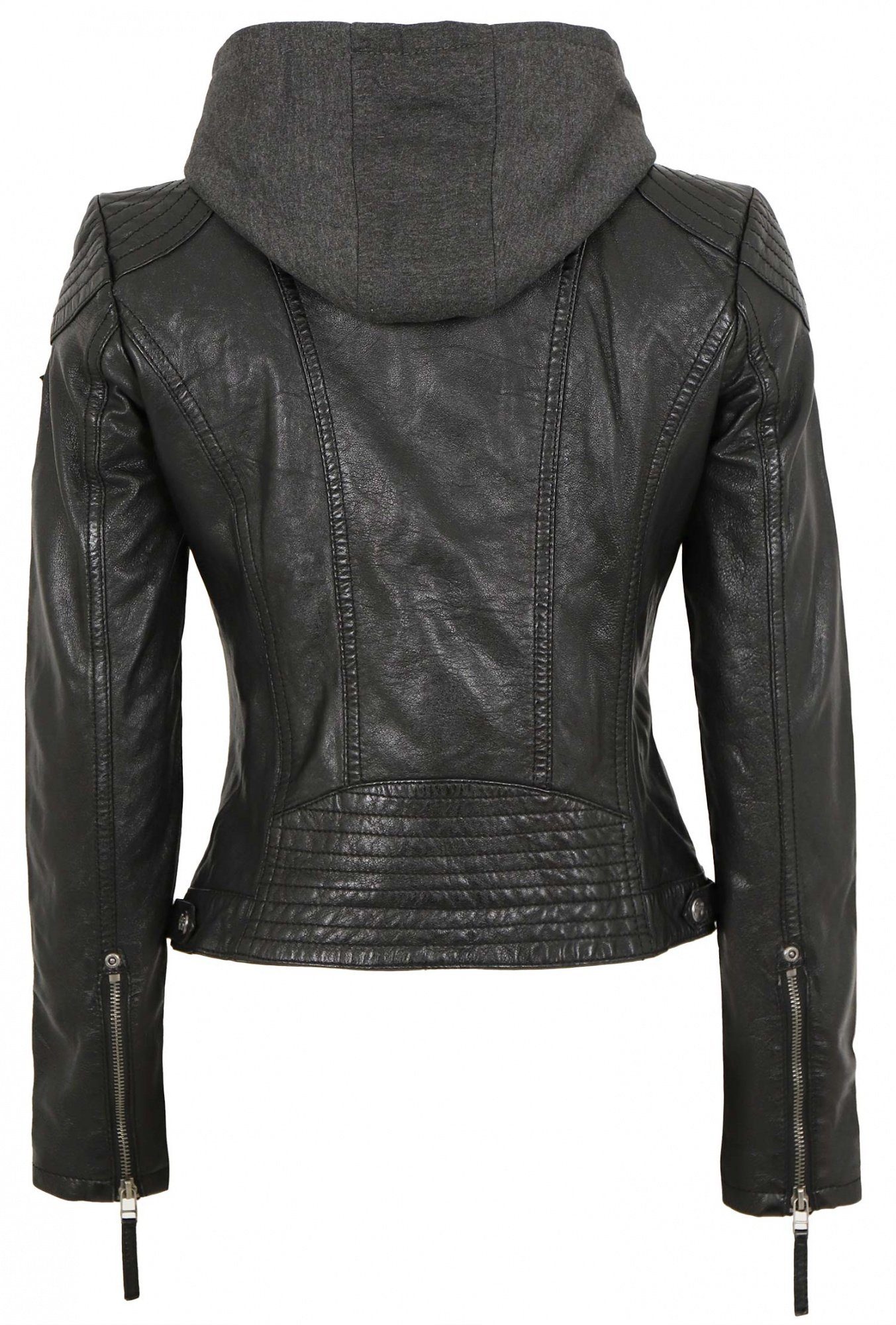 Gipsy by Mauritius Lederjacke Cacey LEGV Gipsy - Damen Lederjacke Bikerjacke Lammnappa Kapuze schwarz