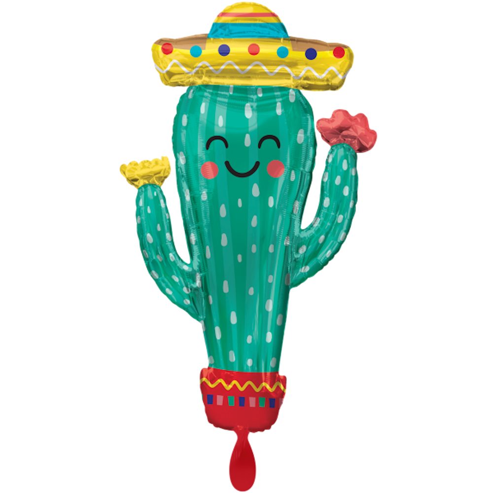 96cm Fiesta Anagram Folienballon Cactus - Pompon -