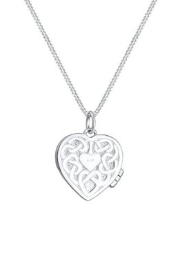 Elli Kette mit Anhänger Herz Medaillon Ornament 925 Silber