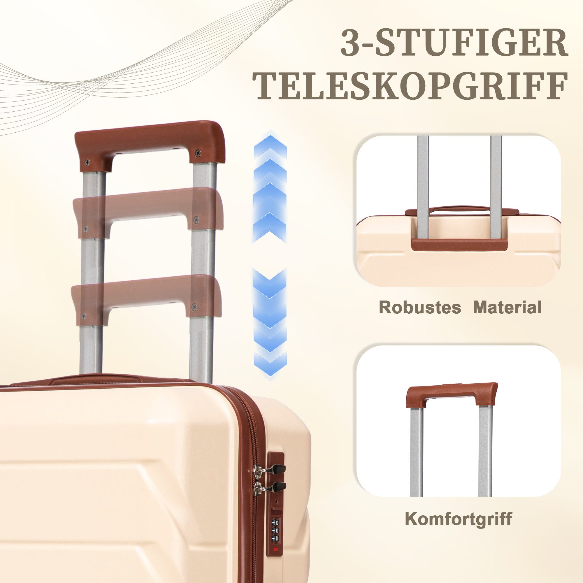 GLP Trolleyset Hartschalen Koffer S-M-L-XL-Set Reisekoffer Trolley, 4 Rollen, (Robustes Koffer-Set aus ABS-Hartschale, 4 tlg., 360° leisen Doppelrollen & verstellbarem Teleskopgriff), für Reisen, Wochenendtrips & Geschäftsreisen