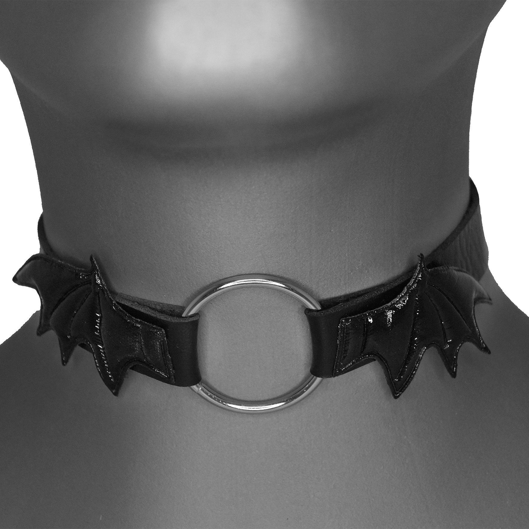 Metamorph Textilband Halsband Vampire Wings, Elastischer Halsschmuck für Gothic, Fetish und Leather-Look