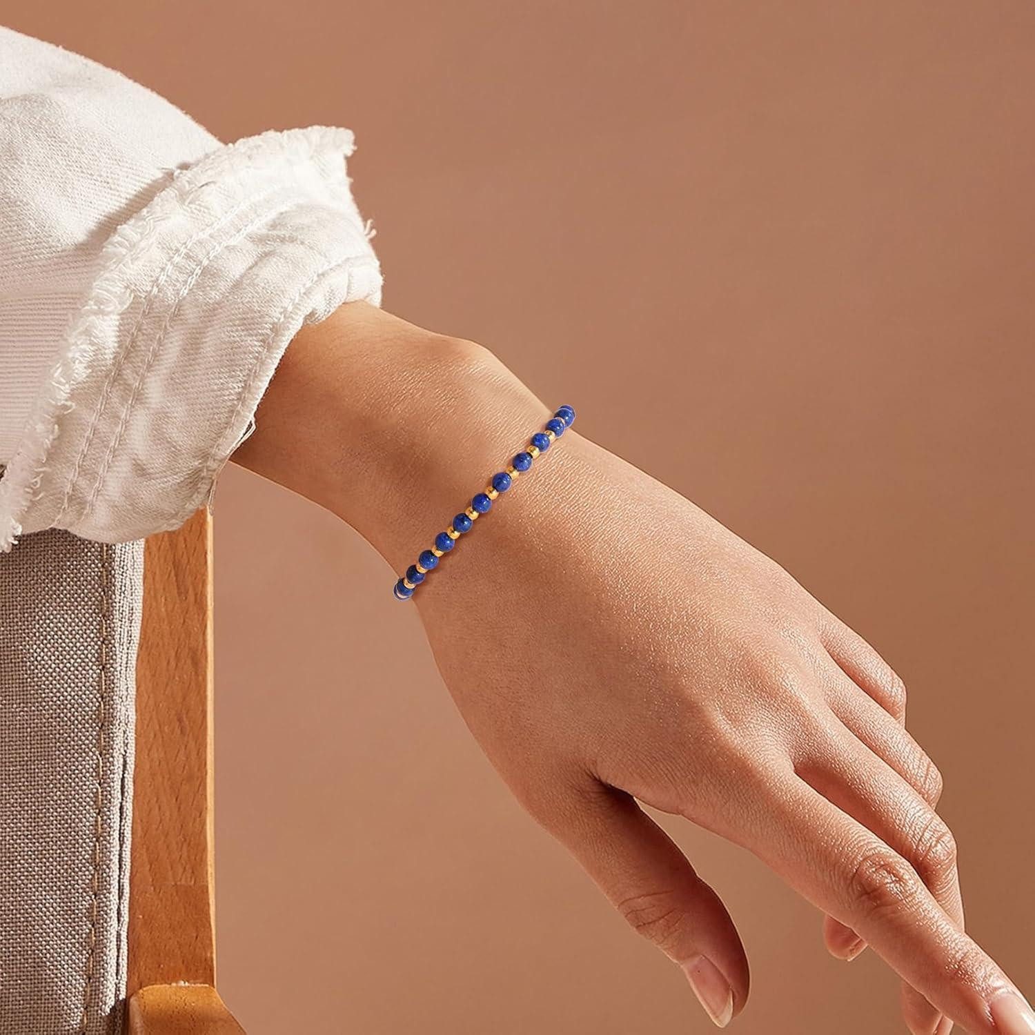 LuxusKollektion Perlenarmband Perlenarmband Damen Naturstein Edelstahl verstellbar Blau