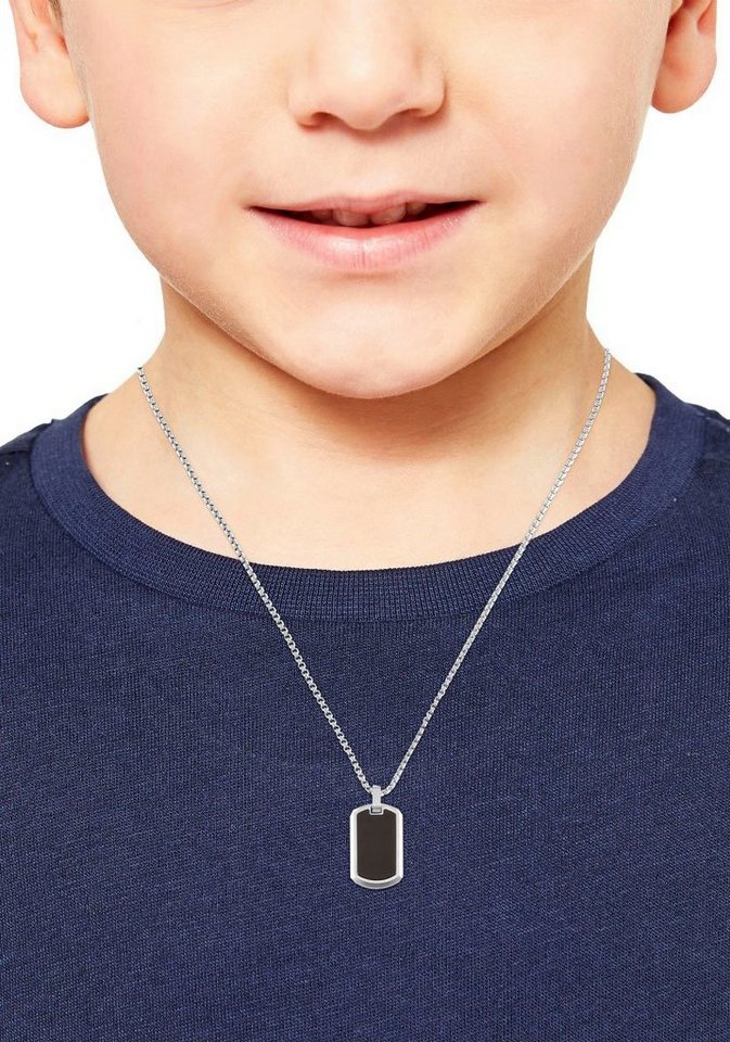  Junior Kette mit Anhänger Dog Tag, 2036874, mit Achat,  Matt-glänzende Kinder Jungen Halskette mit DogTag-Anhänger von