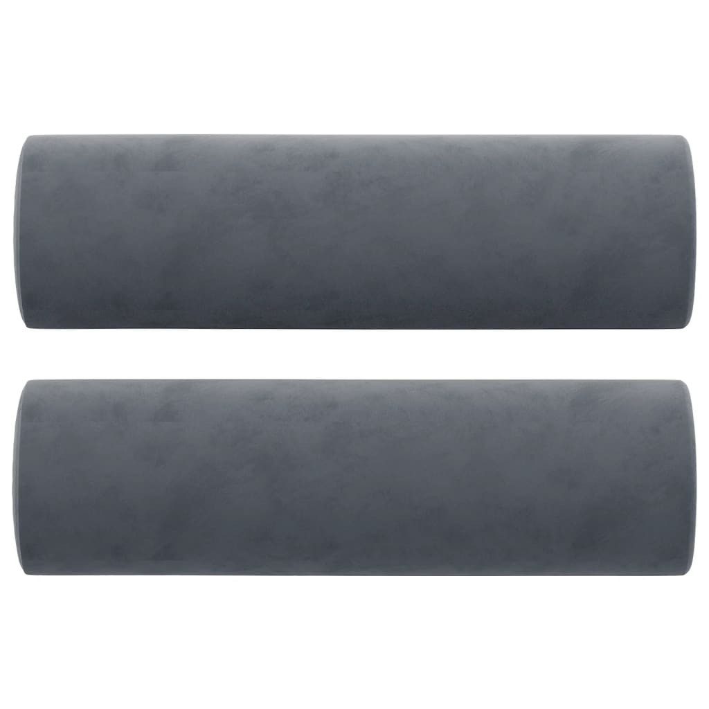 vidaXL Zierkissen, Kissen2 Stk. Dunkelgrau Ø15x50 cm Samt