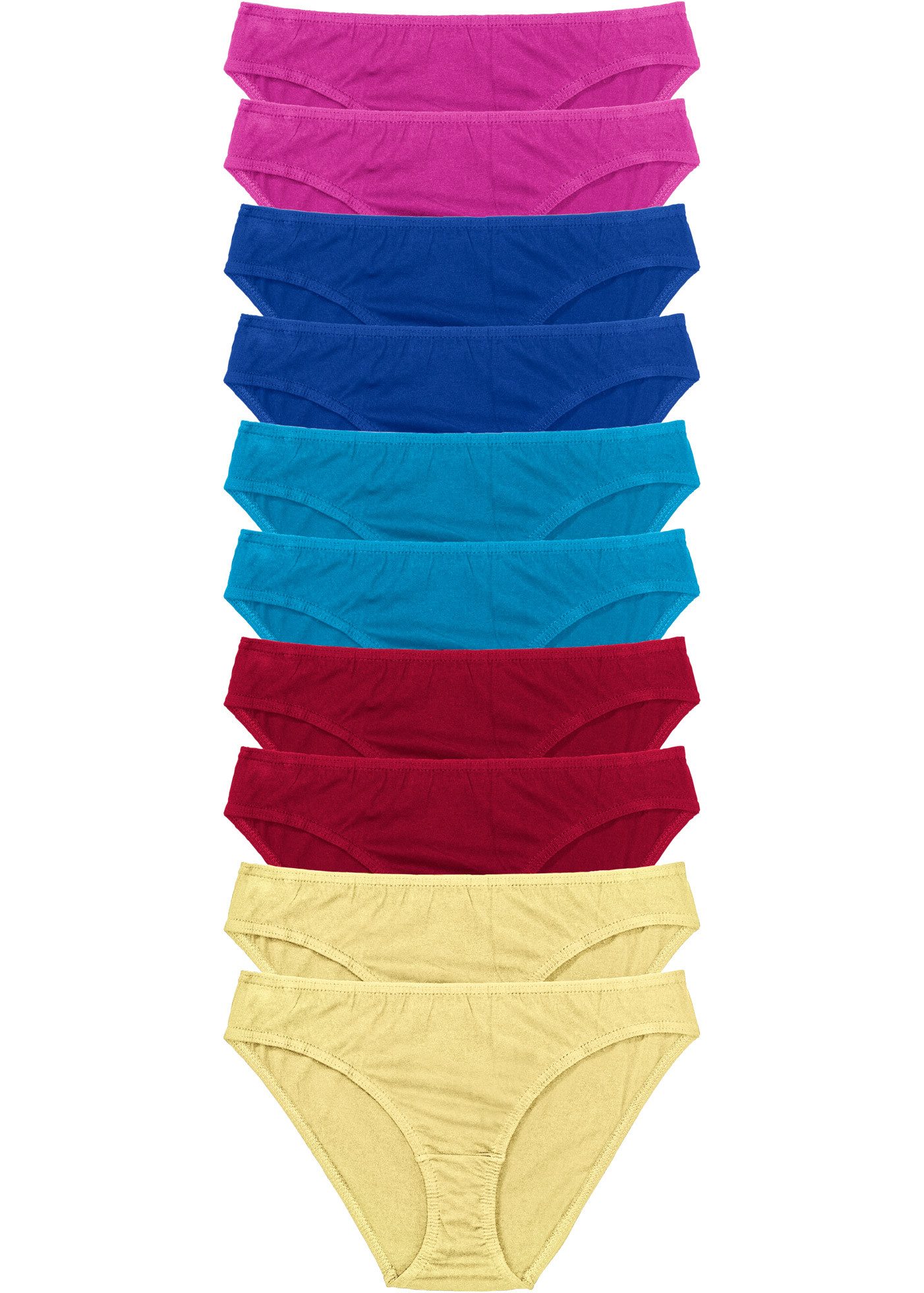 bonprix Slip (Packung, 10-St) bequeme Passform, aus Baumwolle, verschiedene Farben, im 10er Pack