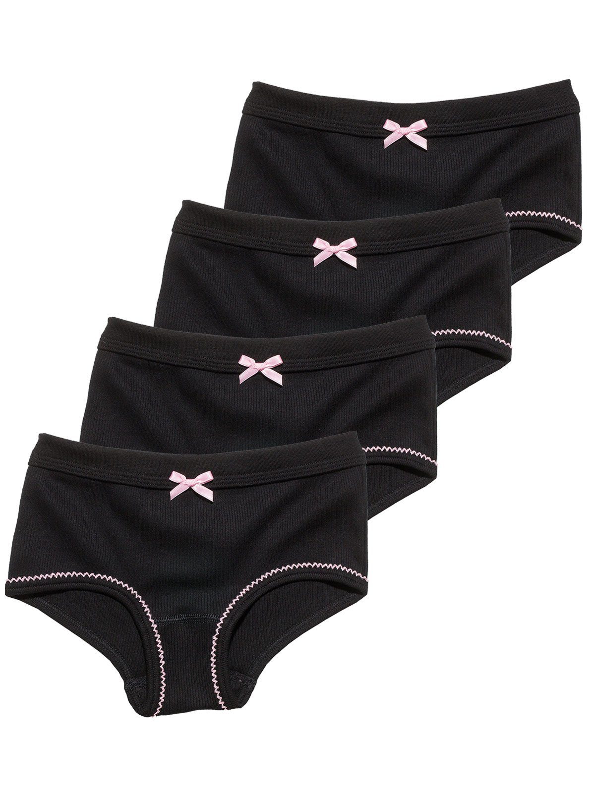 Sweety for Kids Slip 4er Sparpack Mädchen Hipster Doppelripp (Spar-Set, 4-St) hohe Markenqualität schwarz