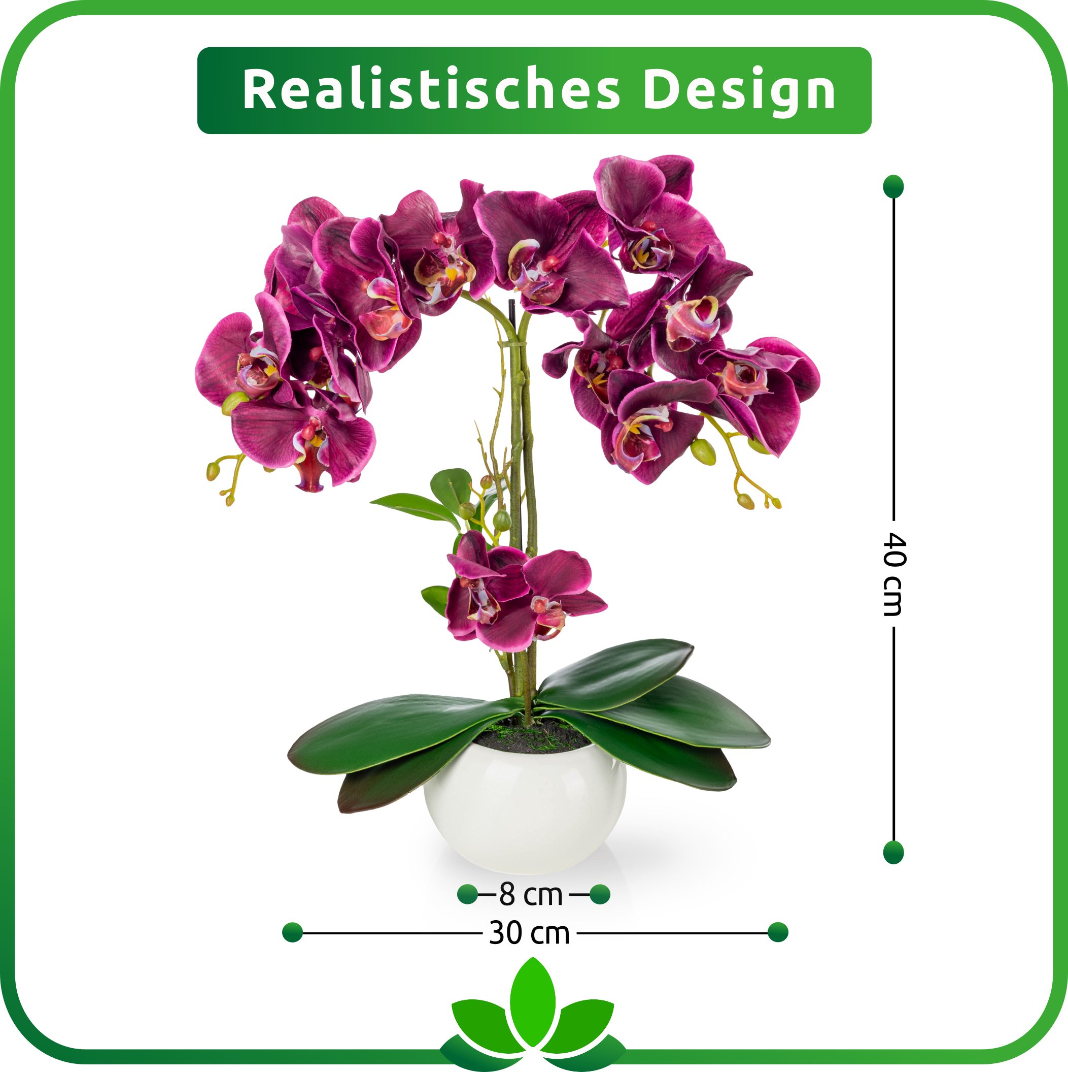 Kunstorchidee PASCH® Orchidee künstlich wie echt (40cm) in Hochglanz-Keramiktopf Orchidee, PASCH – Bild 4 von 5