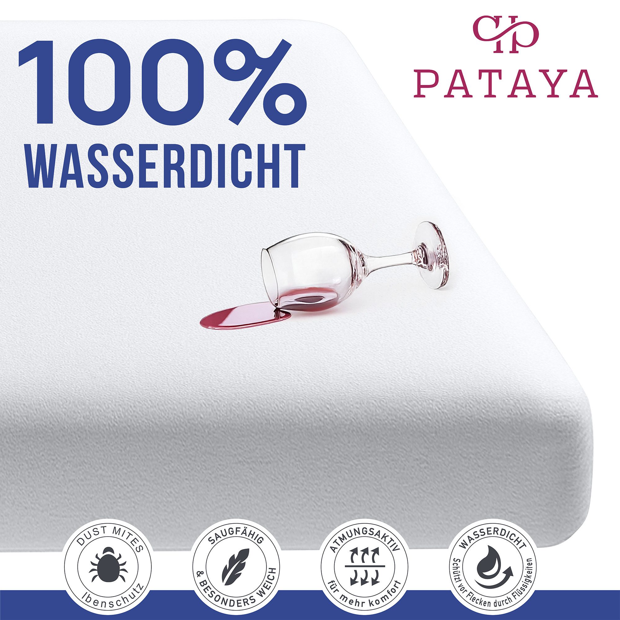 Matratzenschoner 90x200, 140x200, 160x200, 180x200 Matratzenauflage, Fitted Pataya, wasserundurchlässig, atmungsaktiv, pflegeleicht – Bild 4 von 5