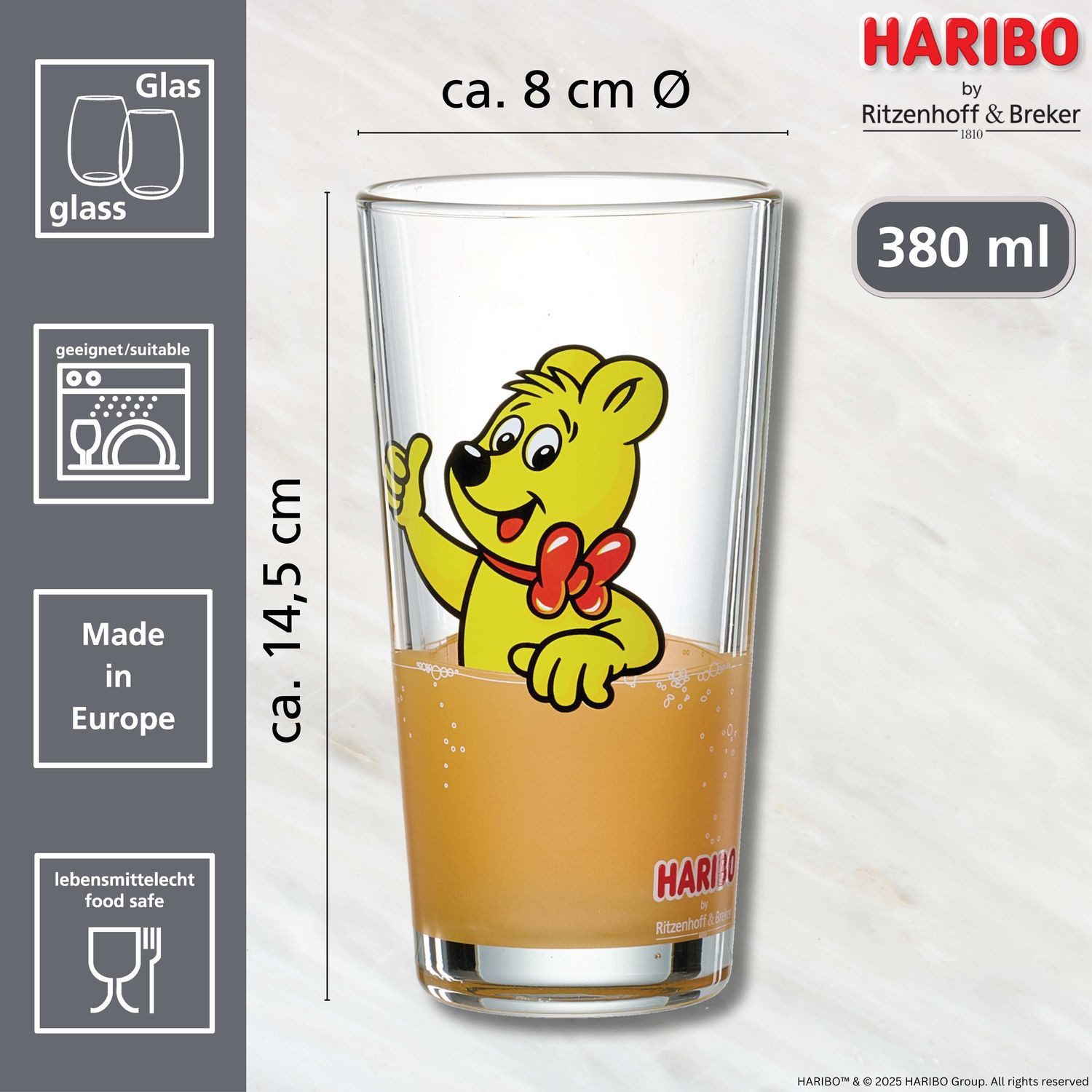 Ritzenhoff & Breker Glas Trinkglas Thumbs Up 380 ml orange, Glas
