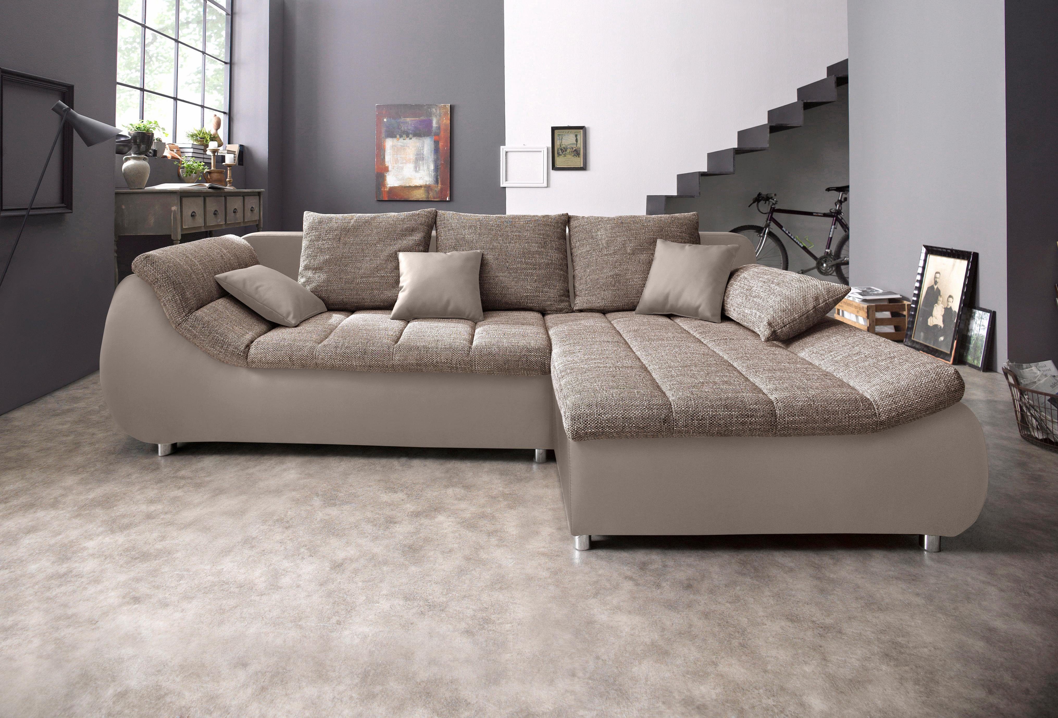 INOSIGN Ecksofa "Imola elegant und bequem, aktuelle Steppung im Sitz, L-For günstig online kaufen