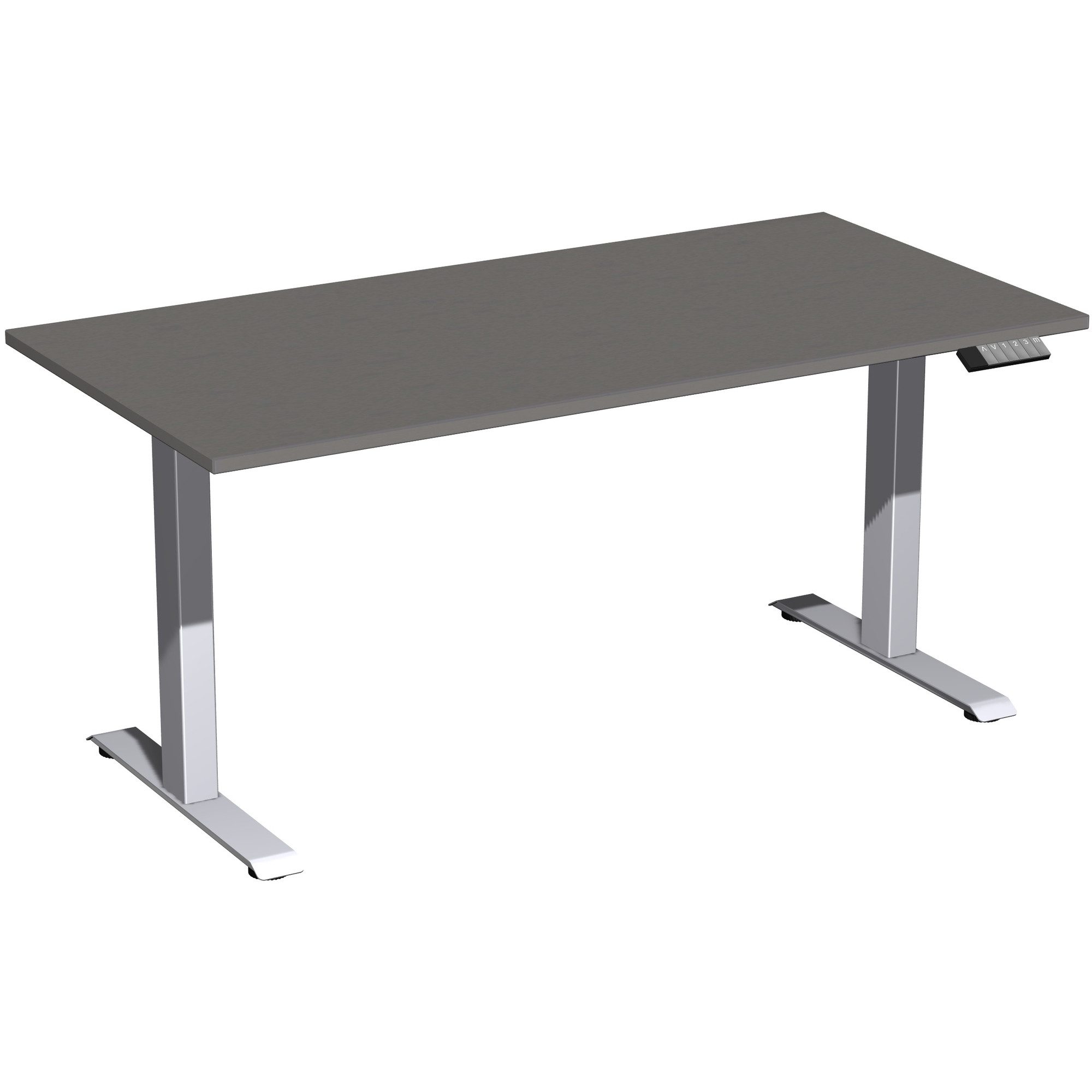 geramöbel Schreibtisch Tisch Elevate Basic 1600x800x730-1230mm silber/onyx