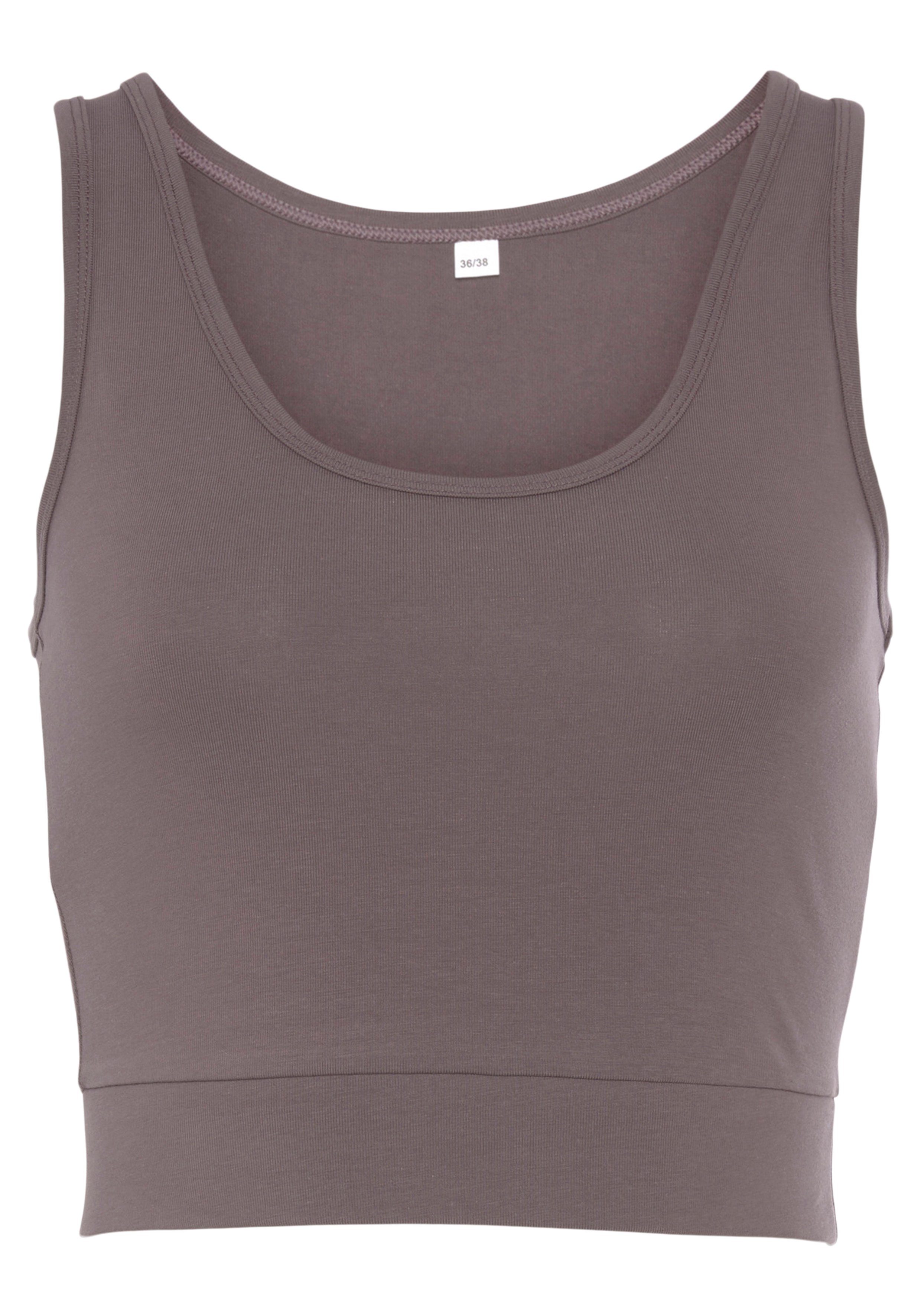 LASCANA ACTIVE Sporttop -Basic-Crop-Top mit Trägern breiten taupe