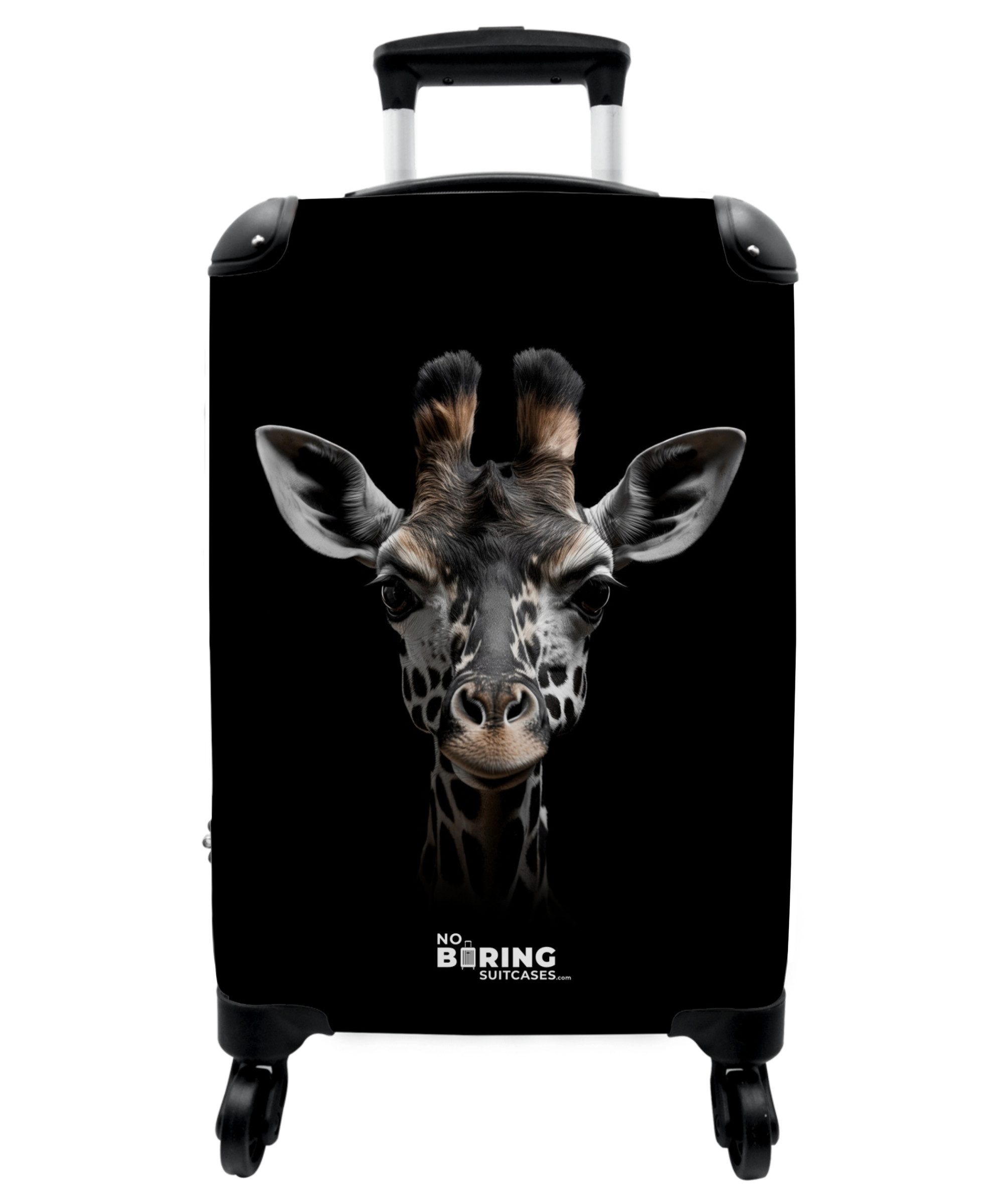 NoBoringSuitcases.com© Hartschalen-Trolley Giraffe Nahaufnahme mit schwarzem Hintergrund 55x35x20cm, Reisetasche mit Rollen, Koffer Handgepäck Flugzeug