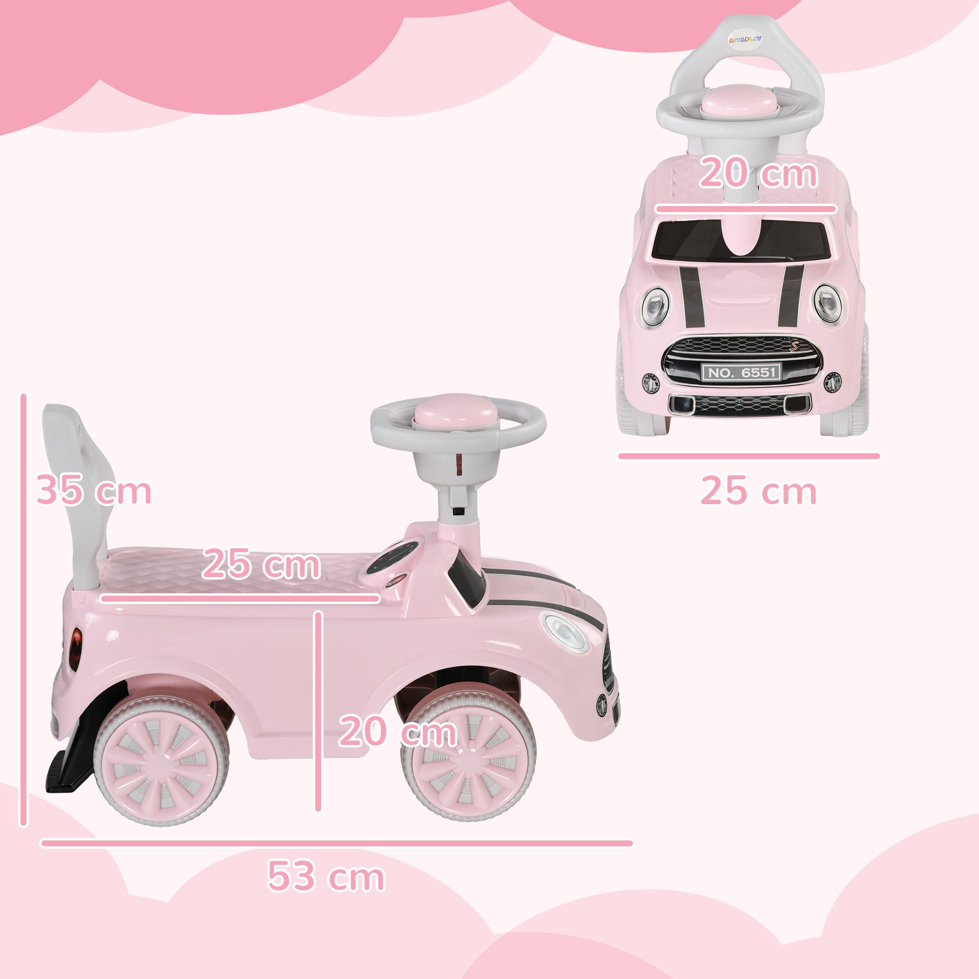 AIYAPLAY Rutscher Rutschauto Rutschfahrzeug Kinderfahrzeug für 18-36 Monate Kinder, (Kinderrutschauto, 1-tlg., Rutscherfahrzeug), Rutscher für Kinder, rosa