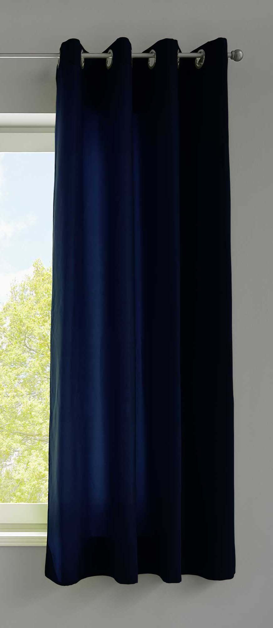 Vorhang, Gardinenbox, Ösen (1 St), blickdicht, Microfaser, Schal Ösen »Berlin« Blickdicht Matt 20405N Dunkelblau