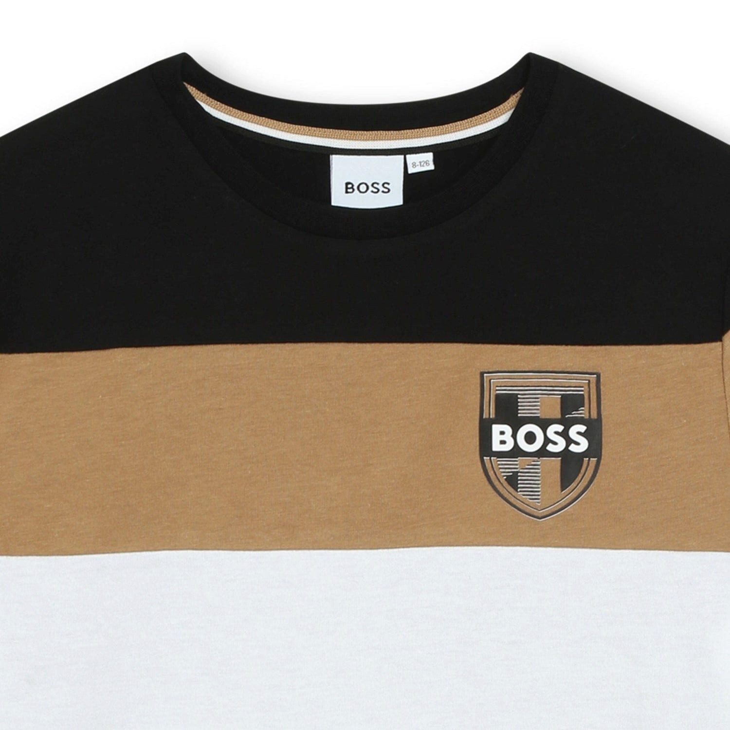 BOSS T-Shirt BOSS Kids Kurzarm T-Shirt Farbblock mehrfarbig mit Logo