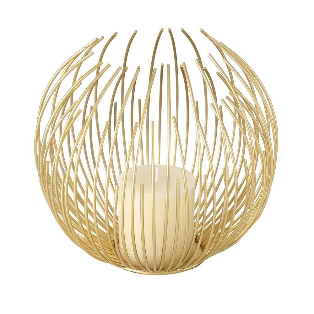 BOLTZE Windlicht Cylon, Goldene Eisenstäbe, mit Kerze, Skandinavisches Design | Windlichter