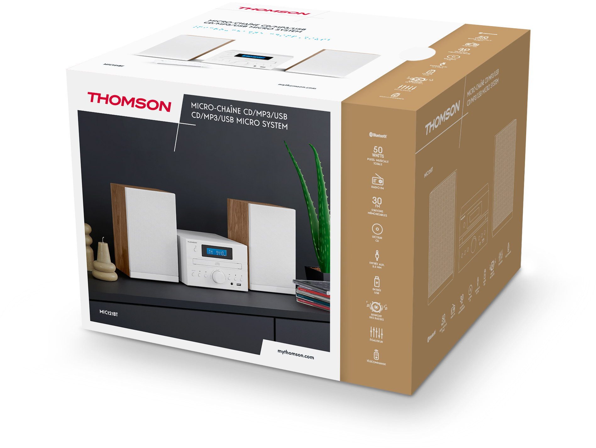 Thomson Bluetooth Kompaktanlage MIC121BT CD Player USB weiß Holz TH389081 Kompaktanlage