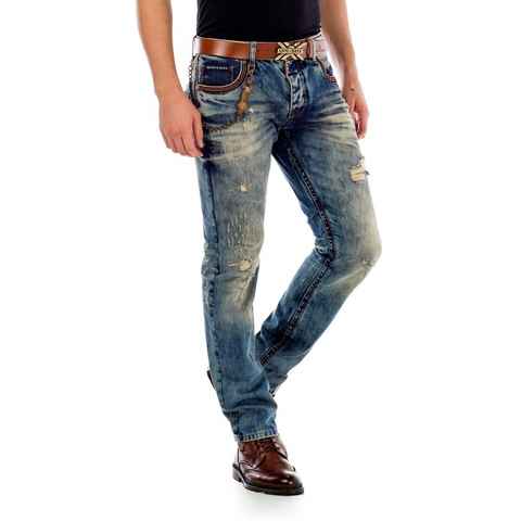 Cipo & Baxx Bequeme Jeans in coolem Used-Look in Straight Fit