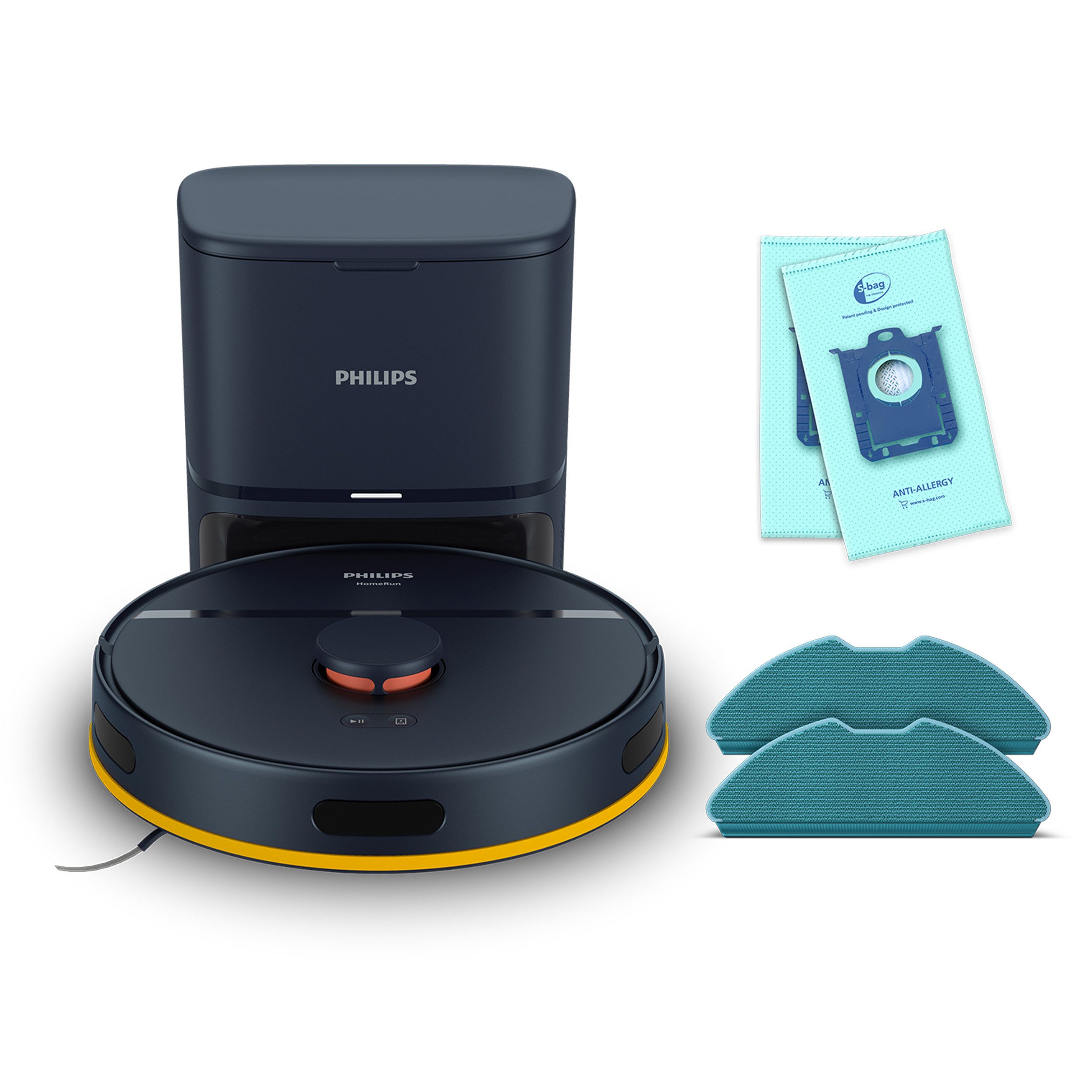 Philips Saugroboter mit Wischfunktion XU2100/15 2000 Series 2. Gen, mit 6.000pa Saugkraft, 33,12 W, mit Beutel, LDS-Radarnavigationssystem, HomeRun App, inkl. Entleerungsstation