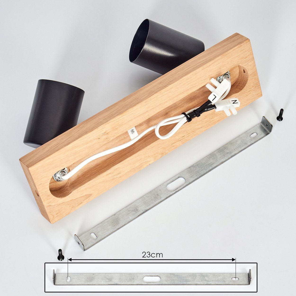 moderne skandinavischen Deckenleuchte Design hofstein mit Deckenlampe Schirmen, verstellbaren 2 ohne im Metall/Holz Leuchtmittel, x GU10 aus in Schwarz/Chromfarben/Natur,