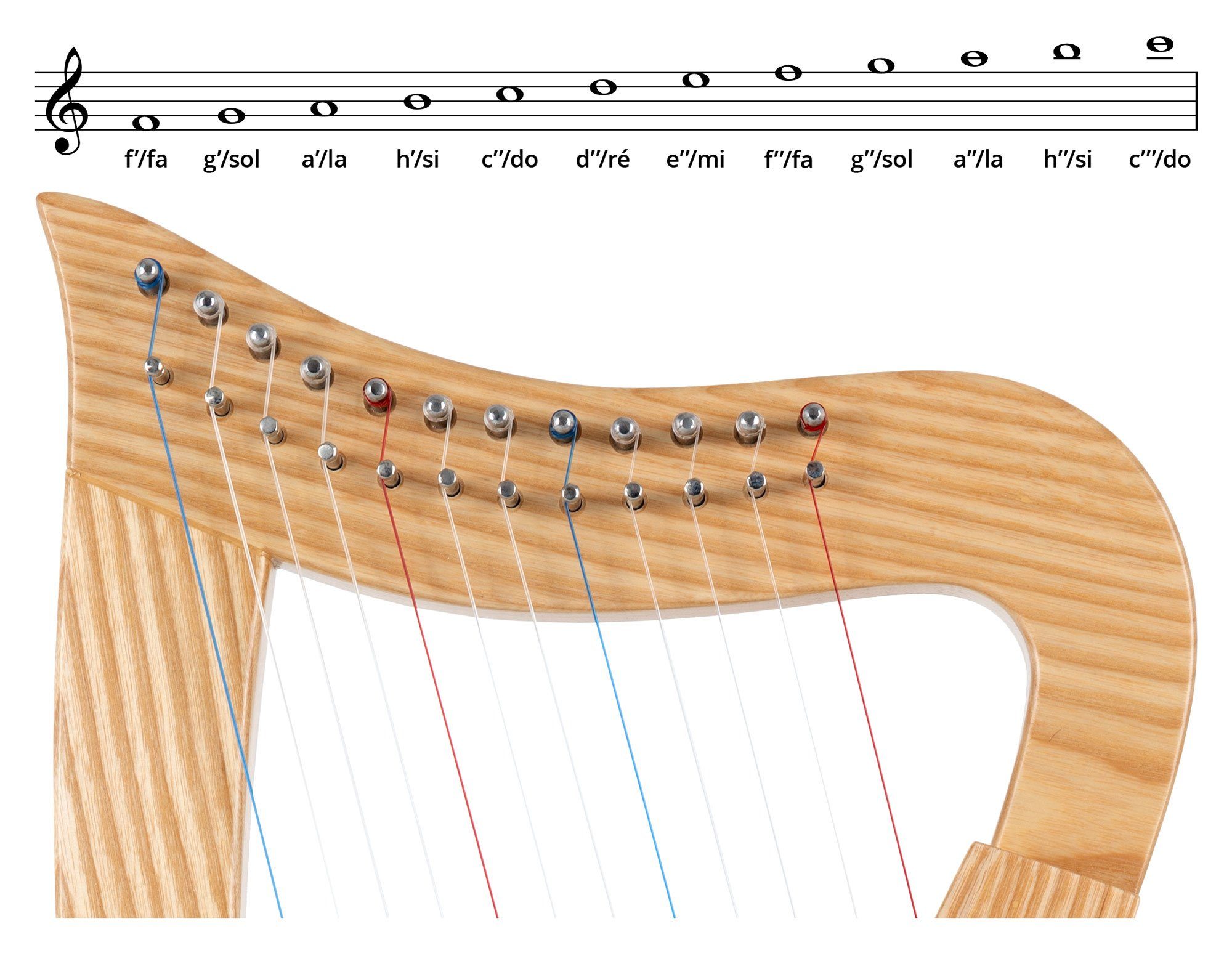 Classic Cantabile Konzertgitarre Keltische Harfe 12 Saiten, Inkl. Tasche und 2 Stimmschlüssel, Kompakte Celtic Harp aus Eschenholz - in C-Dur gestimmt