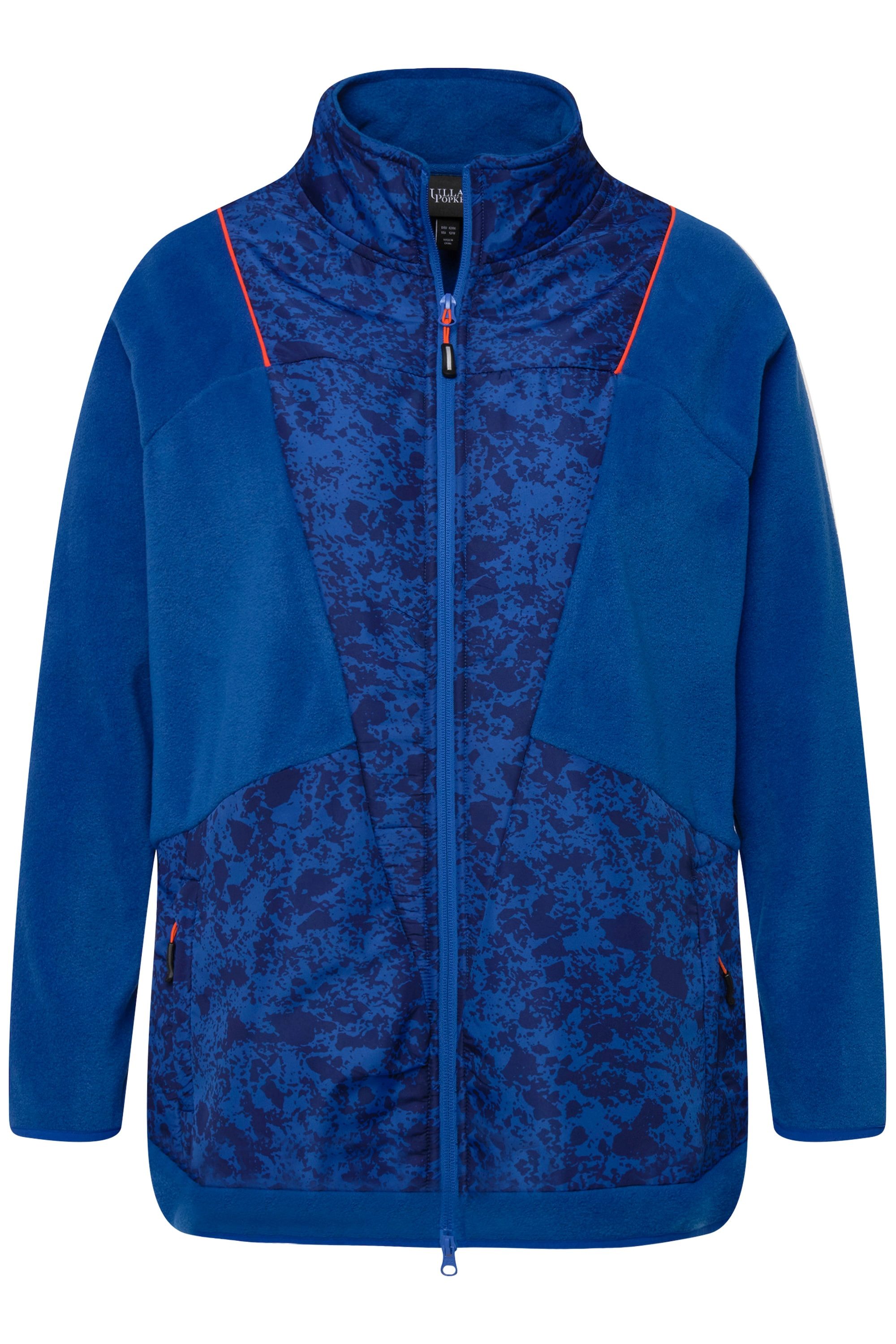 Ulla Popken Sweatjacke Fleecejacke Color-Paspel Stehkragen günstig online kaufen
