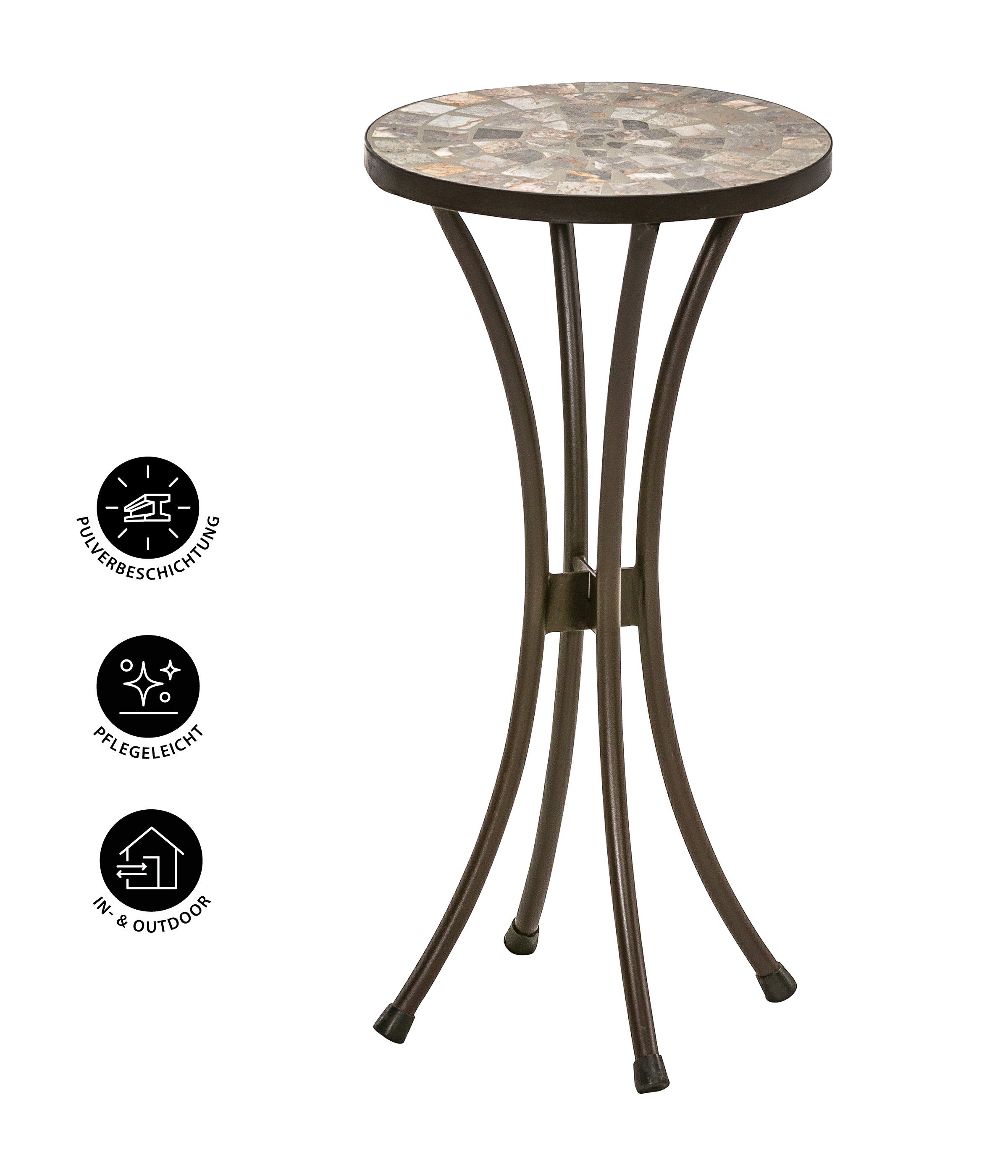 Dehner Blumenständer Blumenhocker Grazia, Ø 30/41 cm, Höhe 54/60 cm, reizvoller Mosaik-Blumenhocker mit pulverbeschichtetem Eisengestell