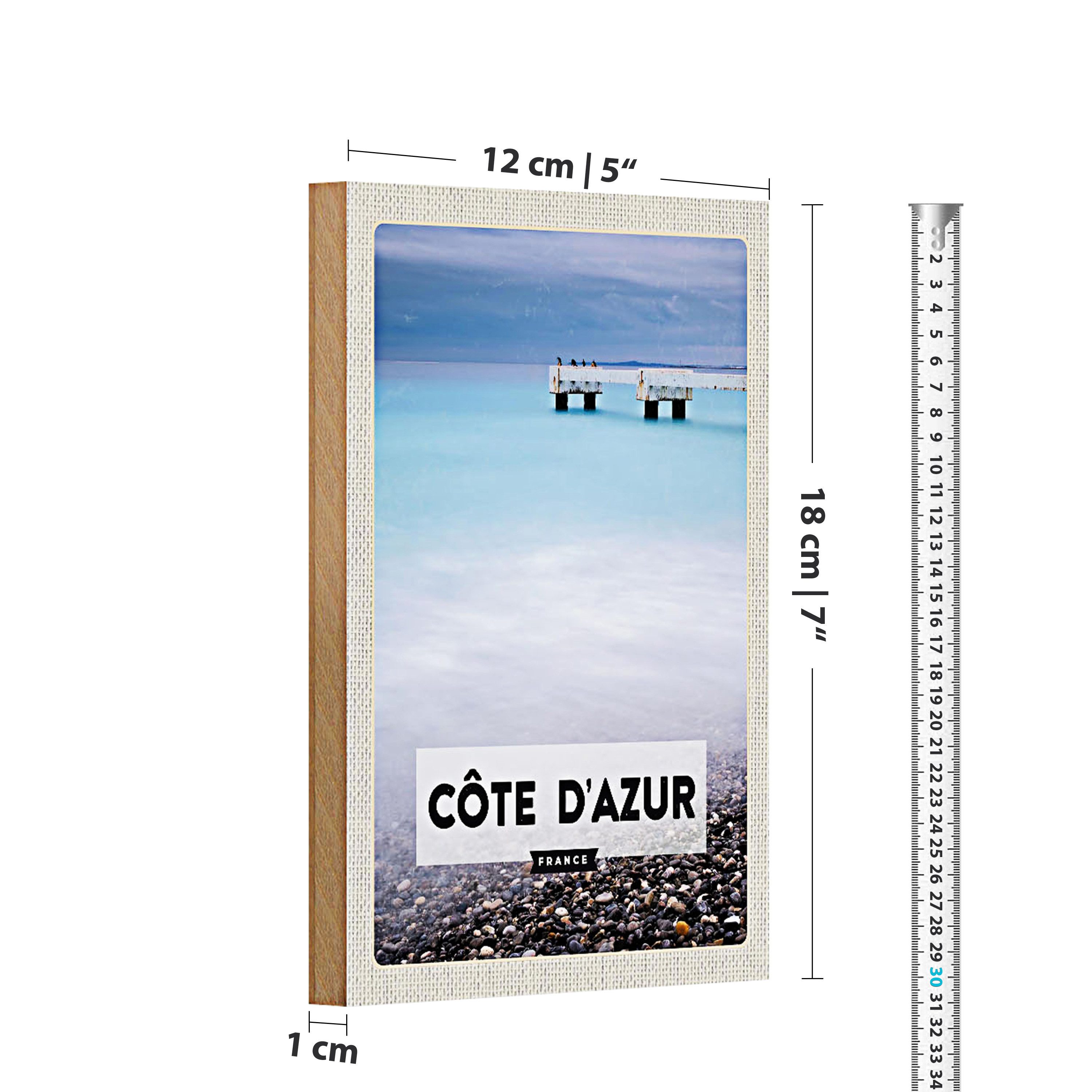 Roomando Holzbild Reise 12x18cm cote d'azur France Meer Urlaub
