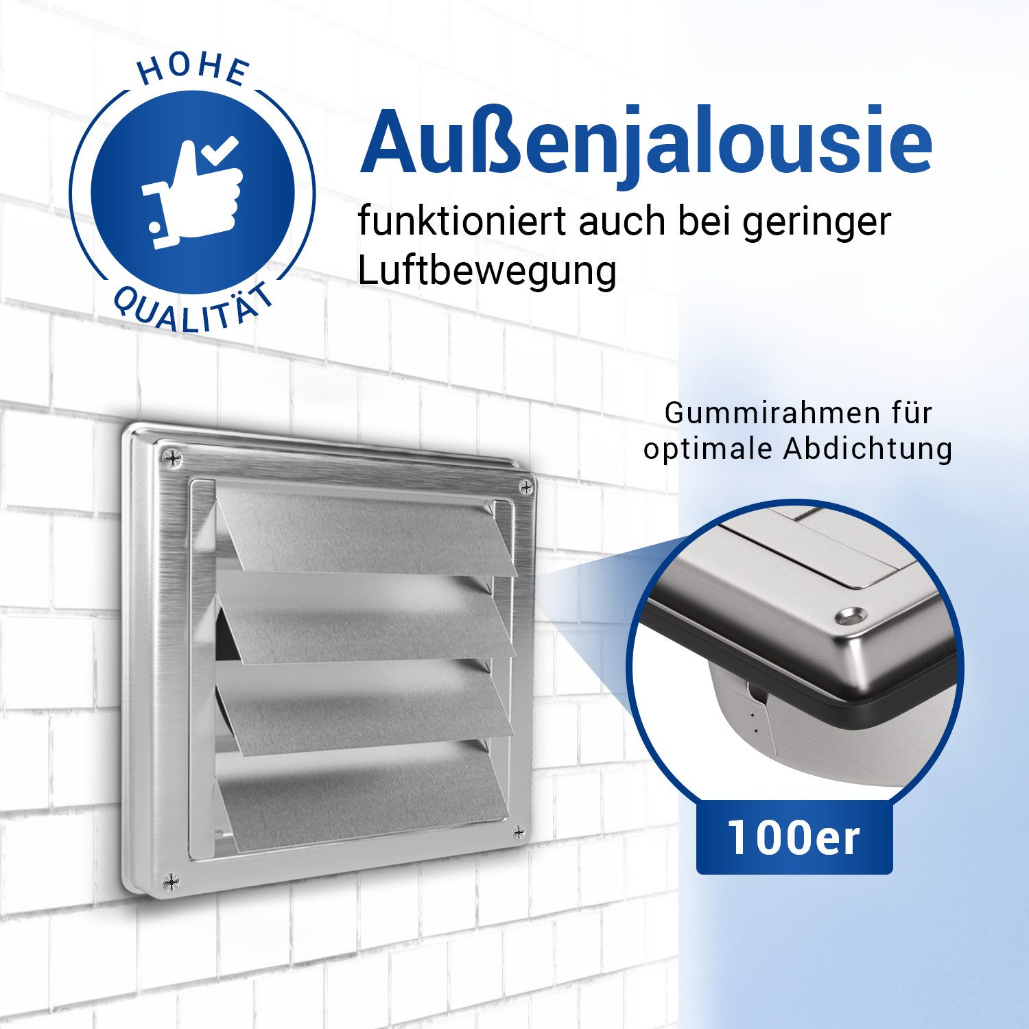 VIOKS Lüftungsgitter Außenjalousie mit beweglichen Luftklappen, für 100er Luftführungssysteme