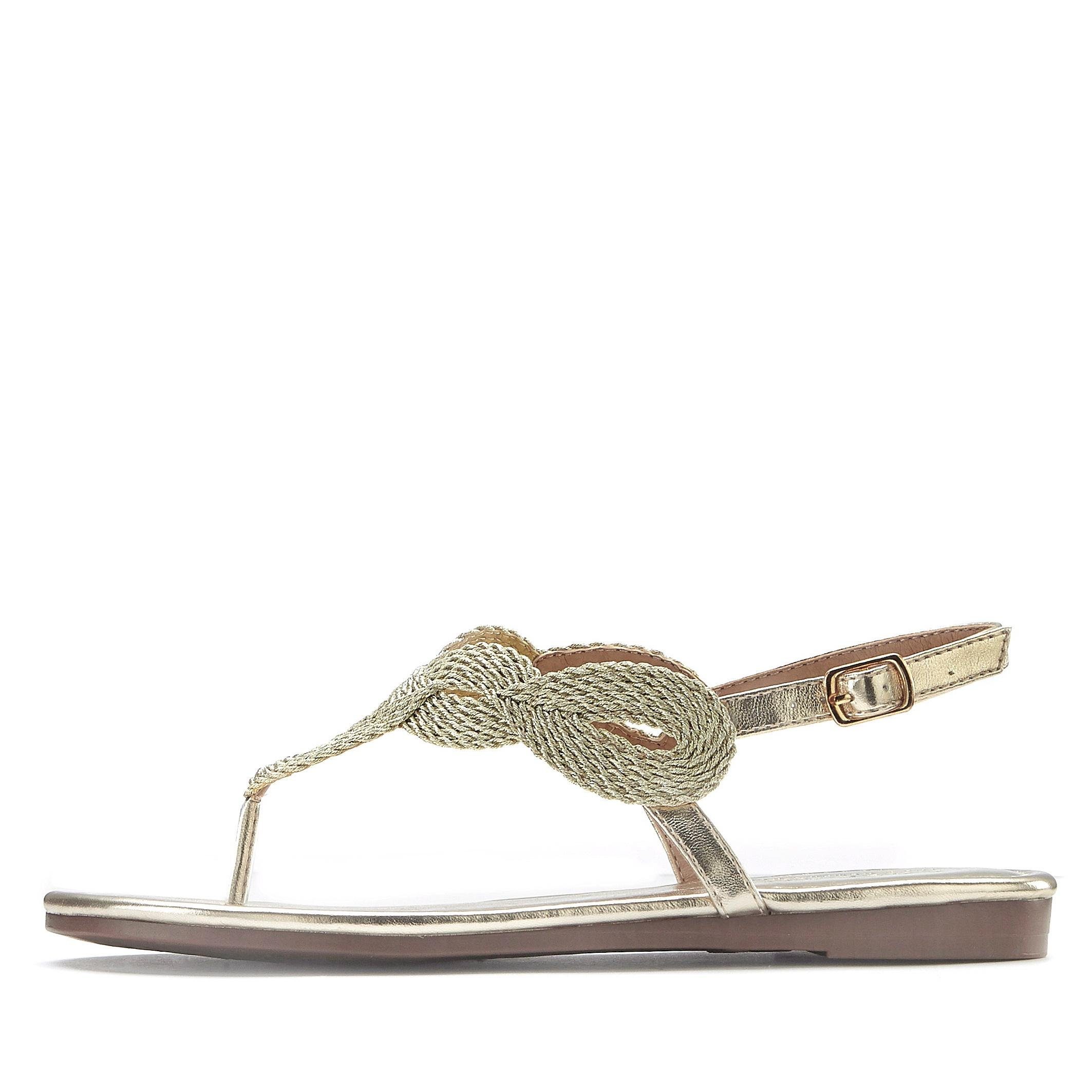 Zehentrenner Sandale, im Pantolette Metallic-Look VEGAN goldfarben LASCANA