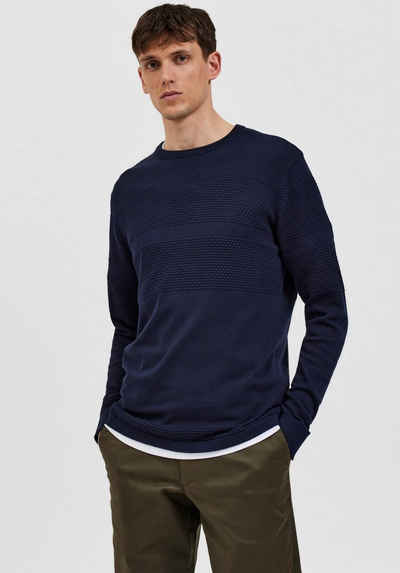 SELECTED HOMME Strickpullover »SLHMAINE LS KNIT CREW NECK W«