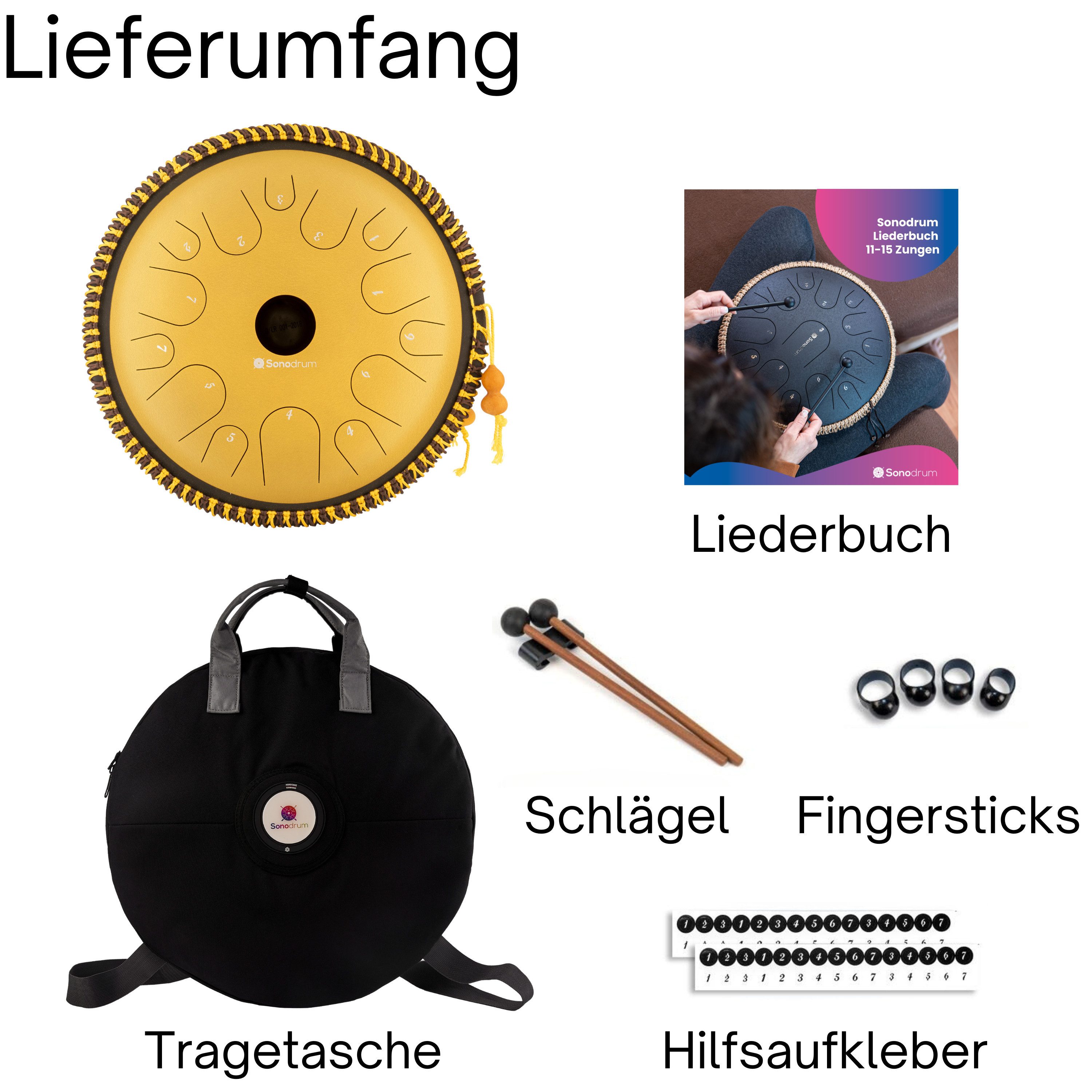 Sonodrum Steel Tongue Drum "Exclusive", C-Dur, 38 cm, 14 Zungen inkl. Liederbuch und Tragetasche – Bild 5 von 5