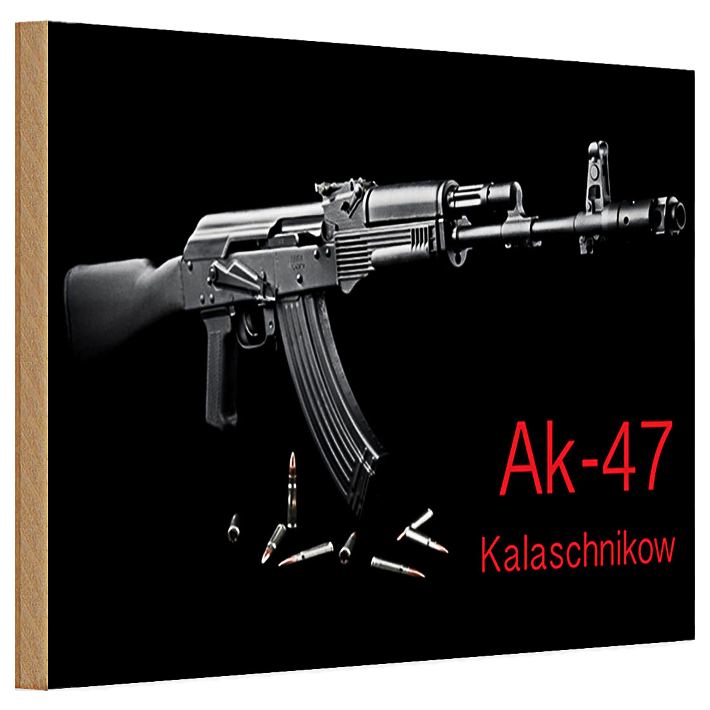 Roomando Holzbild Holzschild Gewehr 30x20cm AK-47 Kalaschnikow