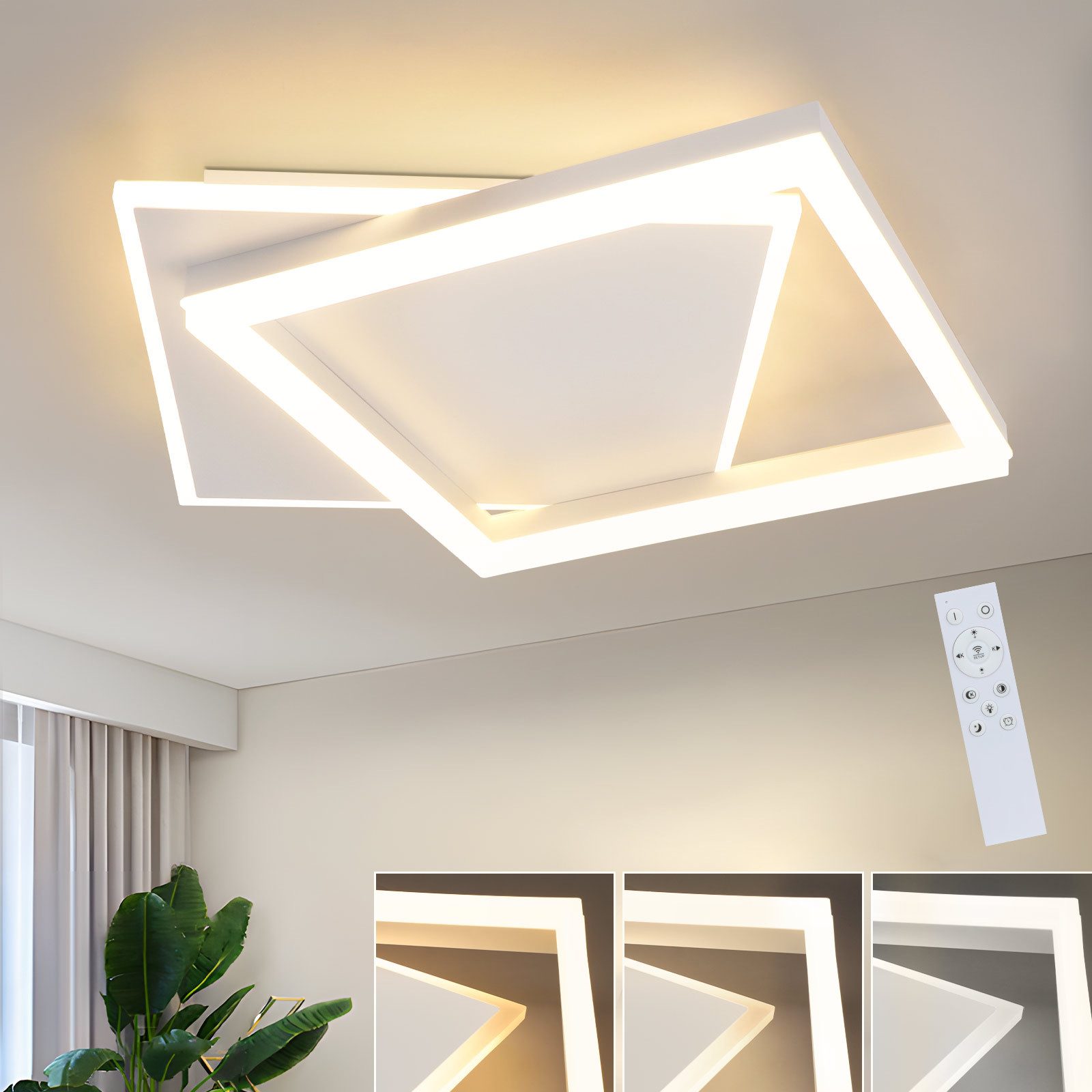 Nettlife LED Deckenleuchte 44W Deckenleuchte Schwarz 2 Quadrat, Augenschutz günstig online kaufen