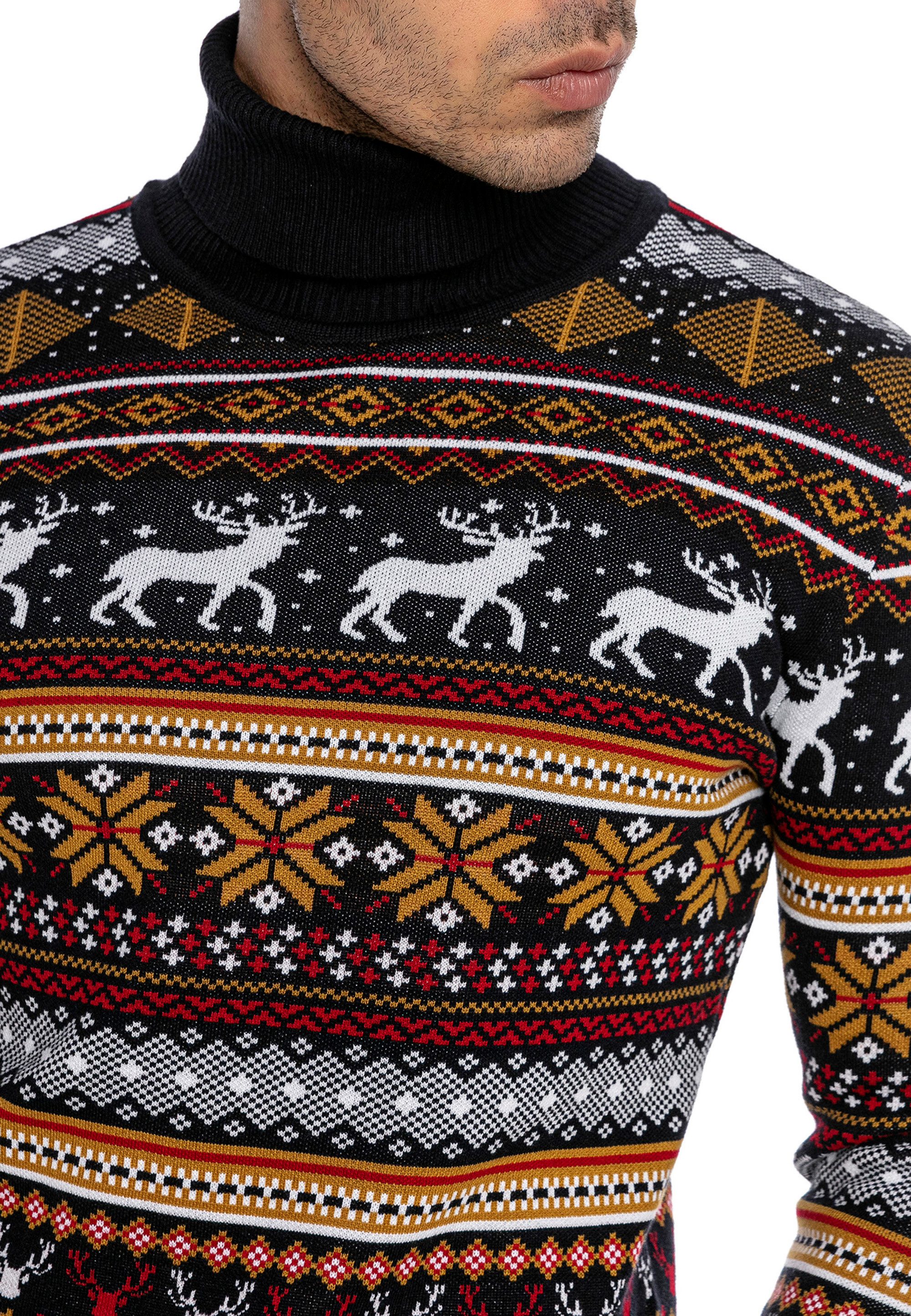 RedBridge Strickpullover mit Rollkragen Festliches Norwegermuster günstig online kaufen