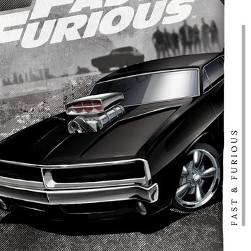 Bettwäsche Fast & Furious 135x200 + 80x80 cm, 100 % Baumwolle, MTOnlinehandel, Renforcé, 2 teilig, Fast und Furious Auto Racing Bettwäsche für alle Fans der Filmreihe