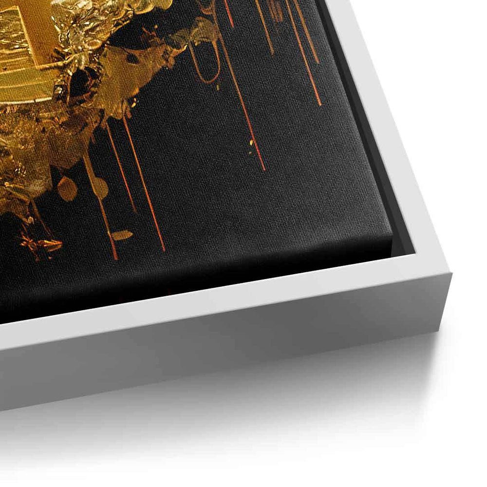 DOTCOMCANVAS® Leinwandbild, crypto Handel trading goldener Börse Bitcoin Rahmen Leinwandbild mit hands diamond raw