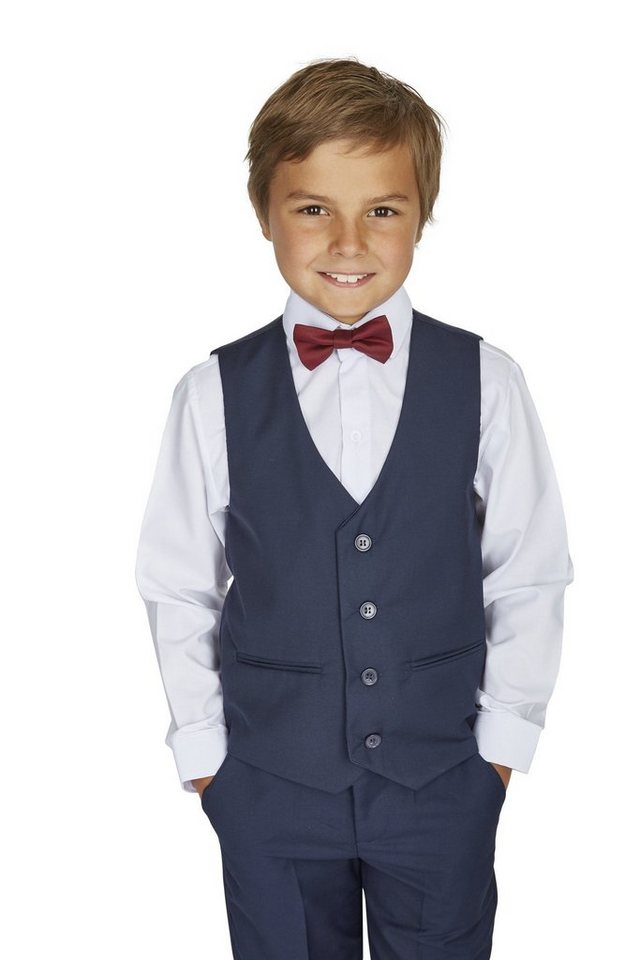 Melli-Trends Kinderanzug Jungen Anzug, 4-teilig, Kommunionanzug, blau (Hemd,  Weste, Hose und Fliege) festlich, elegant