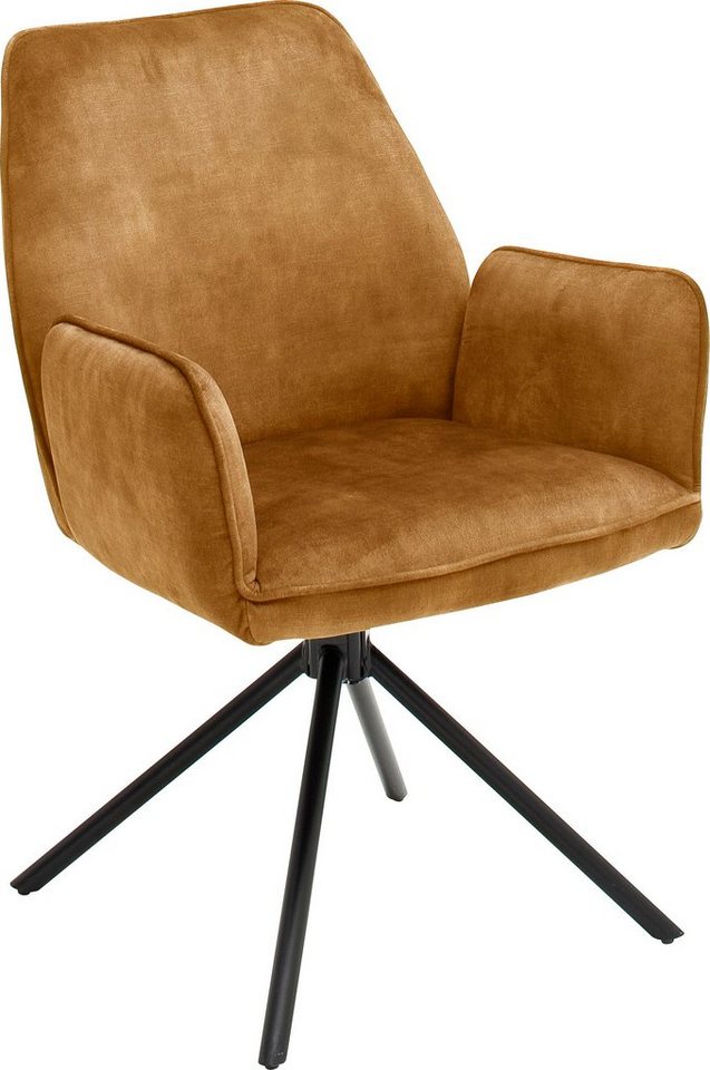 MCA furniture Esszimmerstuhl »Ottawa mit Armlehne« (Set, 2 Stück), Vintage Veloursoptik mit Keder, Stuhl belastbar bis 120 Kg-HomeTrends