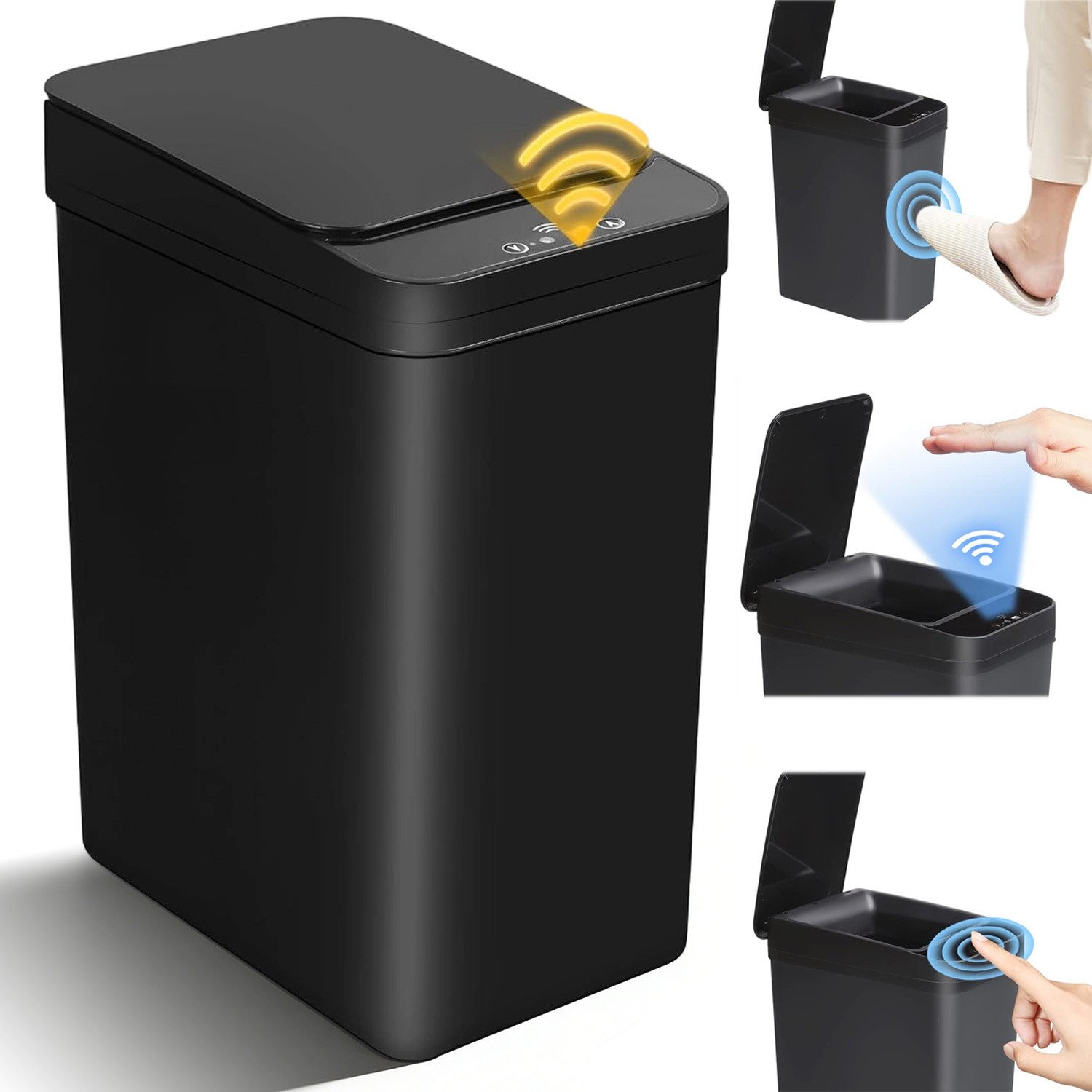 AKKEE Mülleimer mit Sensor 12L Elektrischer Mülleimer Mit Automatischem Deckel, Infrarotsensorik