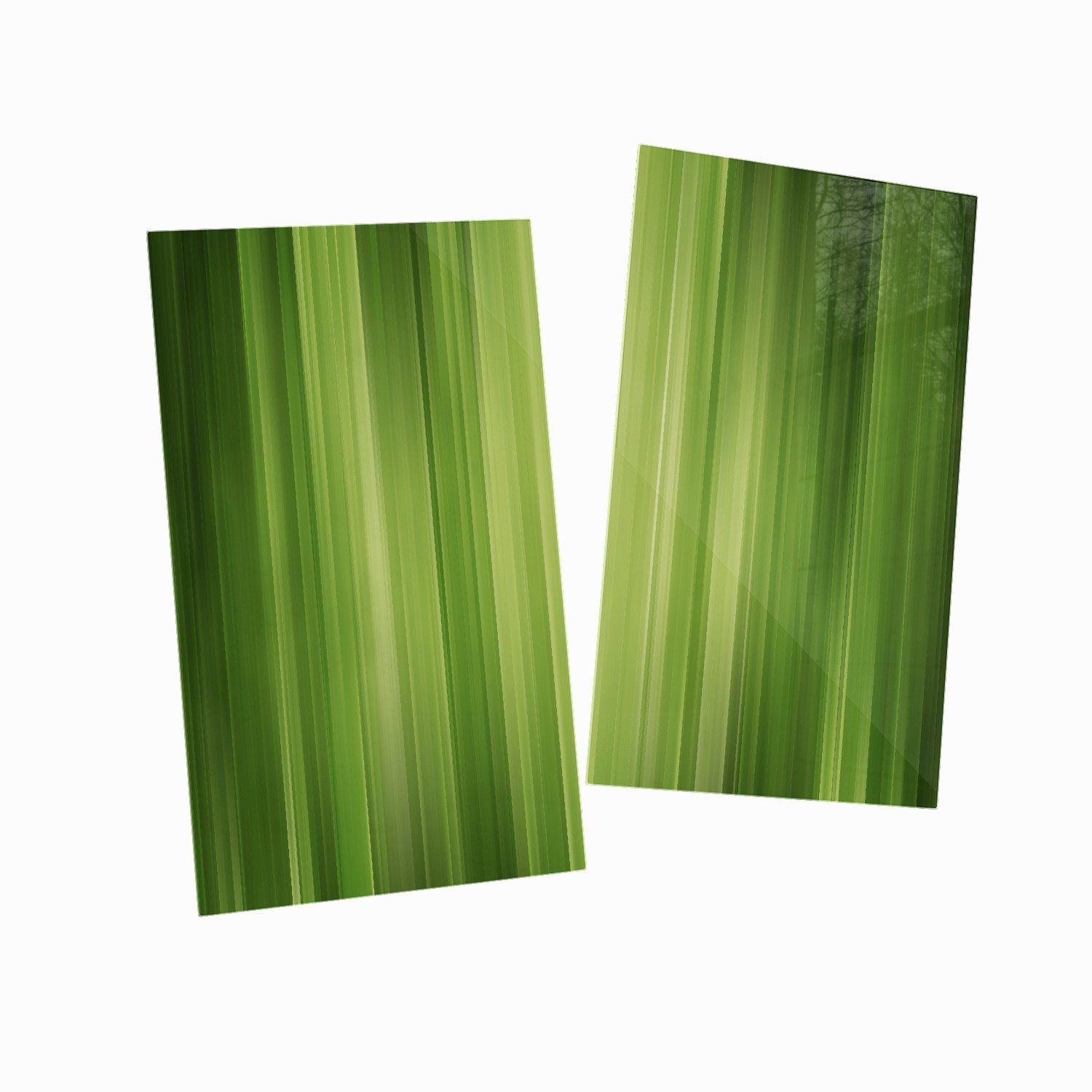 Grün gestreift Streifenmuster, Wallario Herd-Abdeckplatte (Glasplatte, Größen 2 schwarz 5mm und inkl. Noppen), ESG-Sicherheitsglas, verschiedene - Abstraktes tlg.,