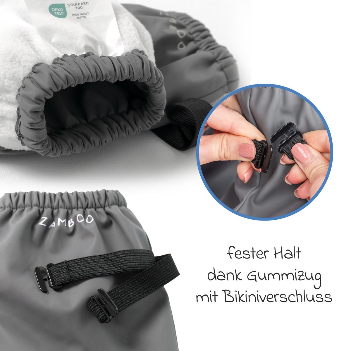 Zamboo Füßlinge Grau Überzieher Schuhe mit Fleece Gefütterte Baby Regenfüßlinge wasserdicht – Bild 5 von 5