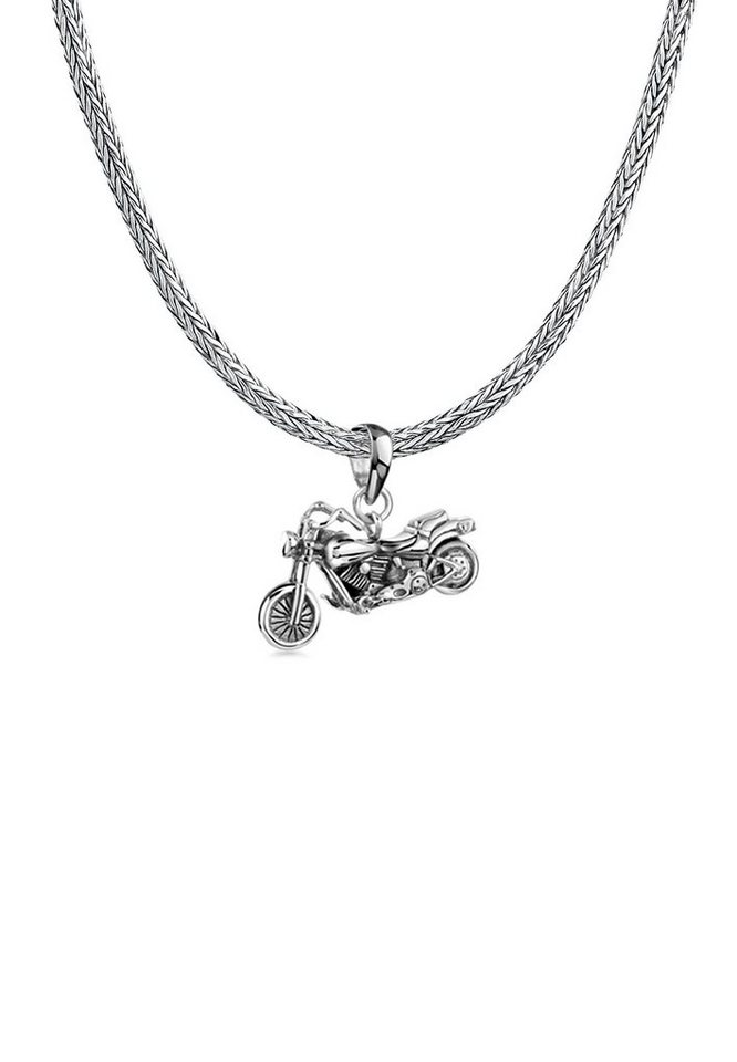 Mann mit Anhänger aus Motorrad den 925 Bike Herren 925 Halskette Sterling Kette Schlangenkette Kuzzoi Silber, für Silber