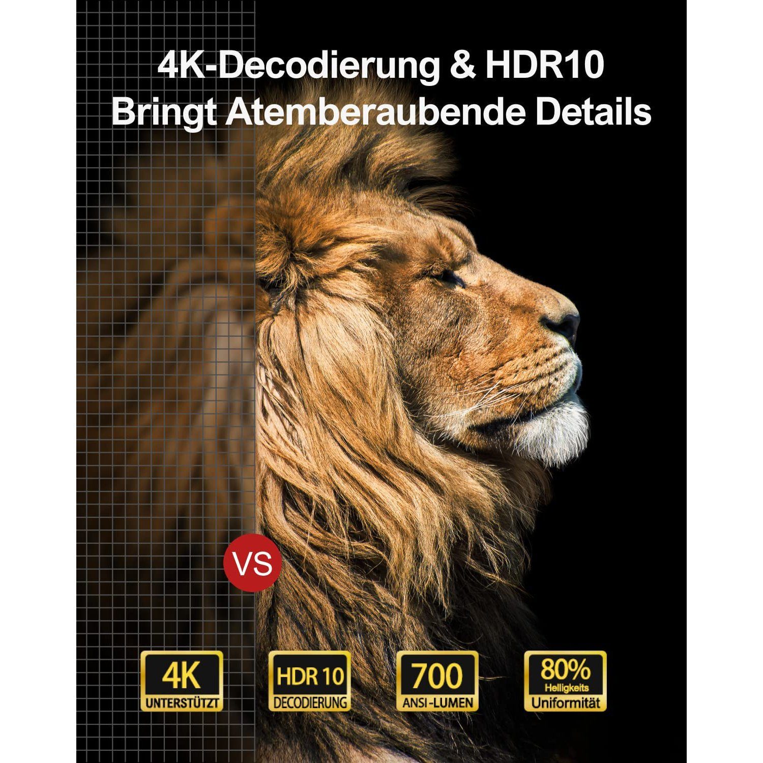 Ultimea Apollo P40 Full HD Native 1080P Beamer (21000 lm, 15000:1, 1920 x 1080 px, Autofokus & ±50° Autotrapezkorrektur,5G WiFi Bluetooth Beamer)