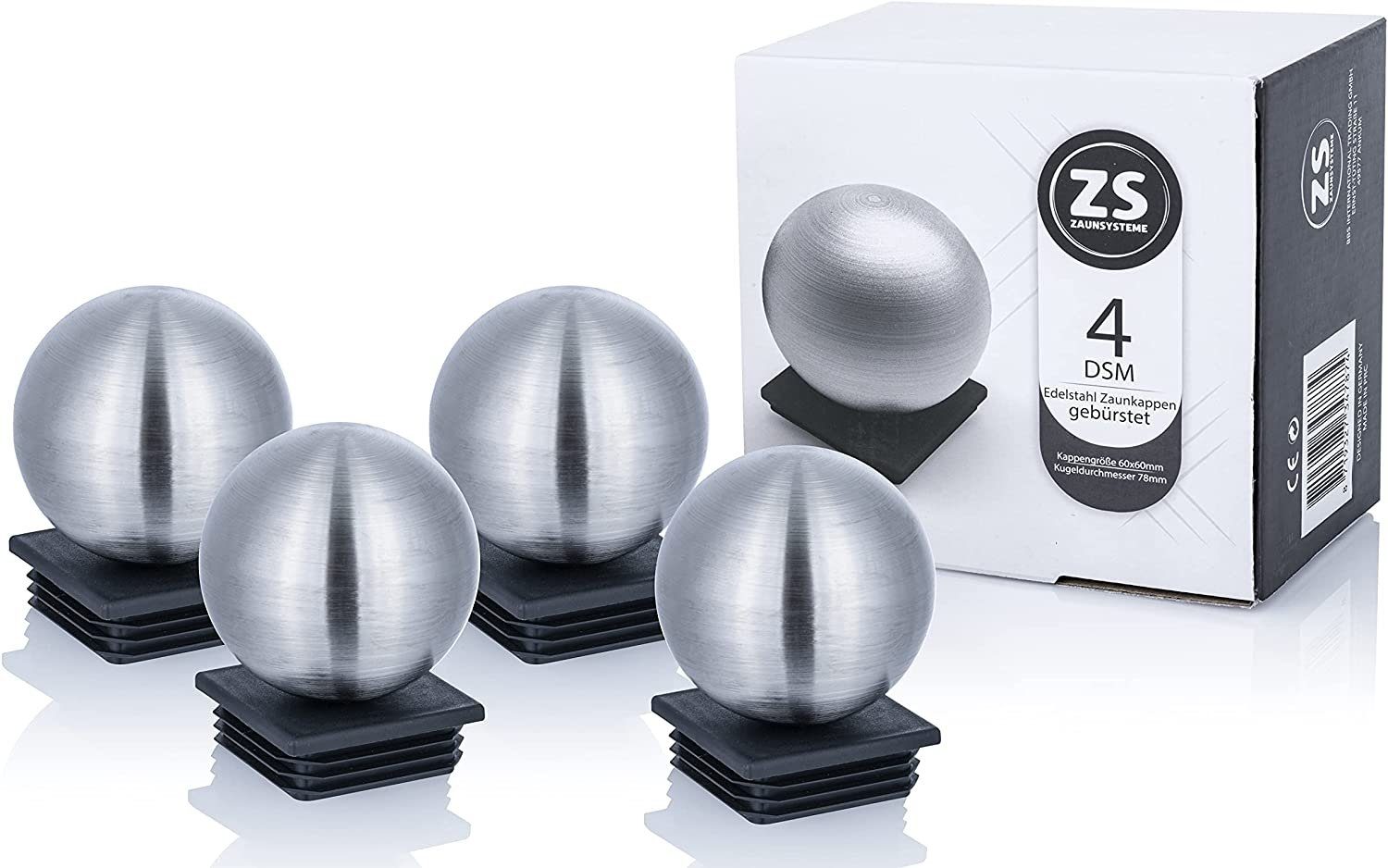 ZS Zaunsysteme Doppelstabmattenzaun Edelstahl Zaunkappen Set, Pfostenkappen für Doppelstabmattenzäune
