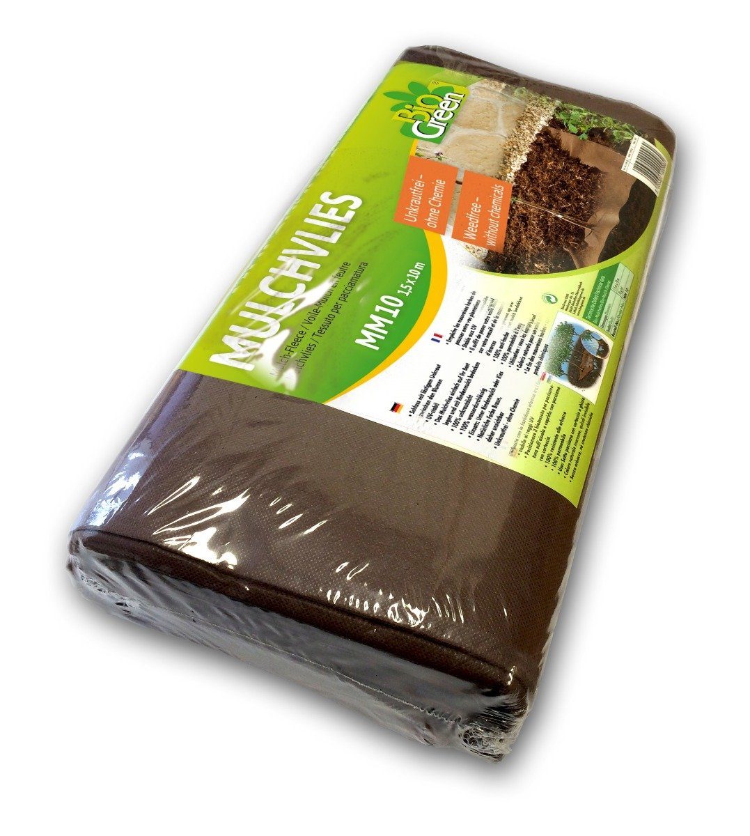 Bio Green Unkrautvlies UV-stabiles Unkraut-Mulchvlies in Braun 1,5 x 10 m, für Zier- und Nutzbeete geeignet